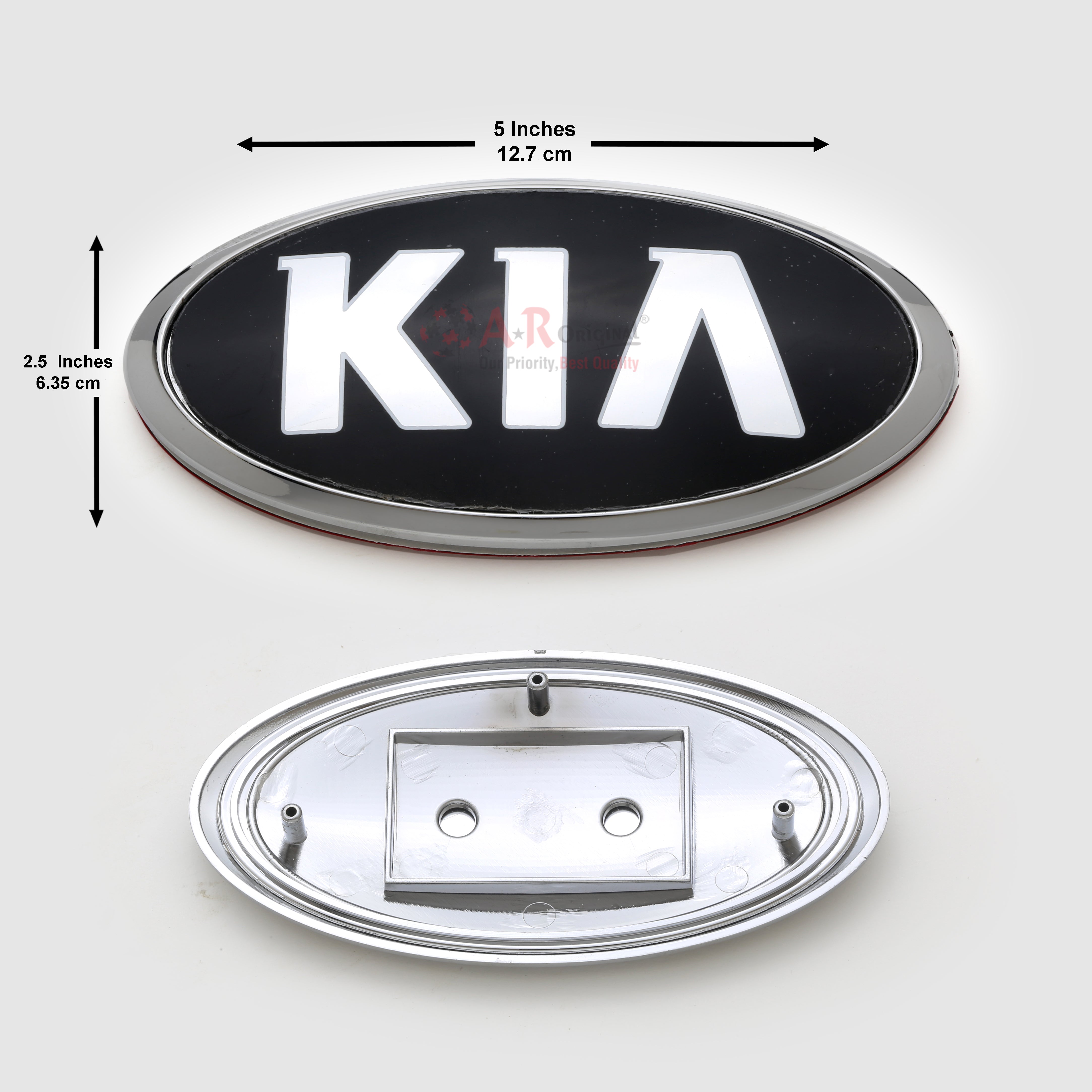 KIA Logo 2.5x5inch-6x13cm Old Font Black Pin Fit Chrome IP Badge