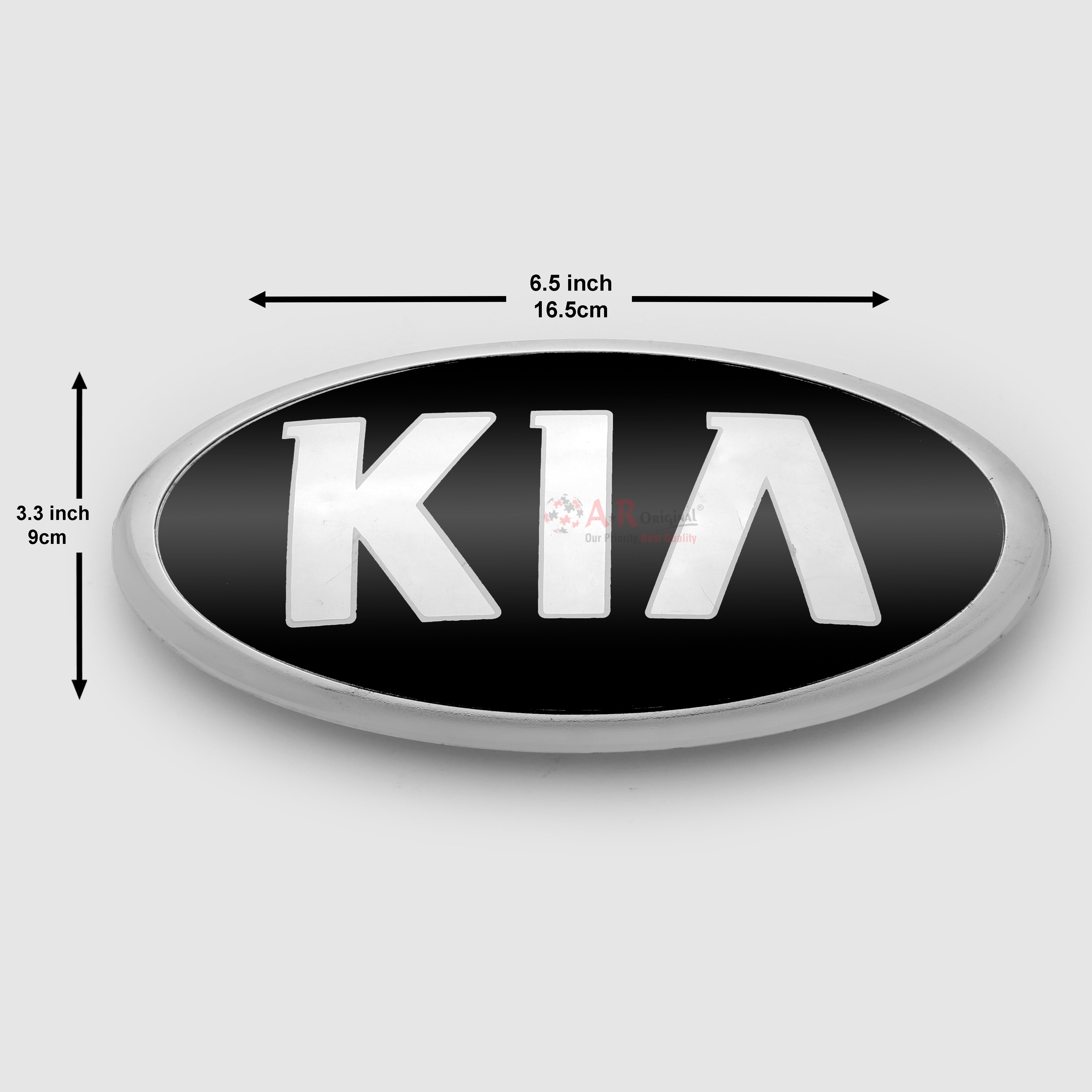 KIA Logo 3.3x6.5inch-9cmx17cm Old Font Black Pin Fit Chrome IP Badge