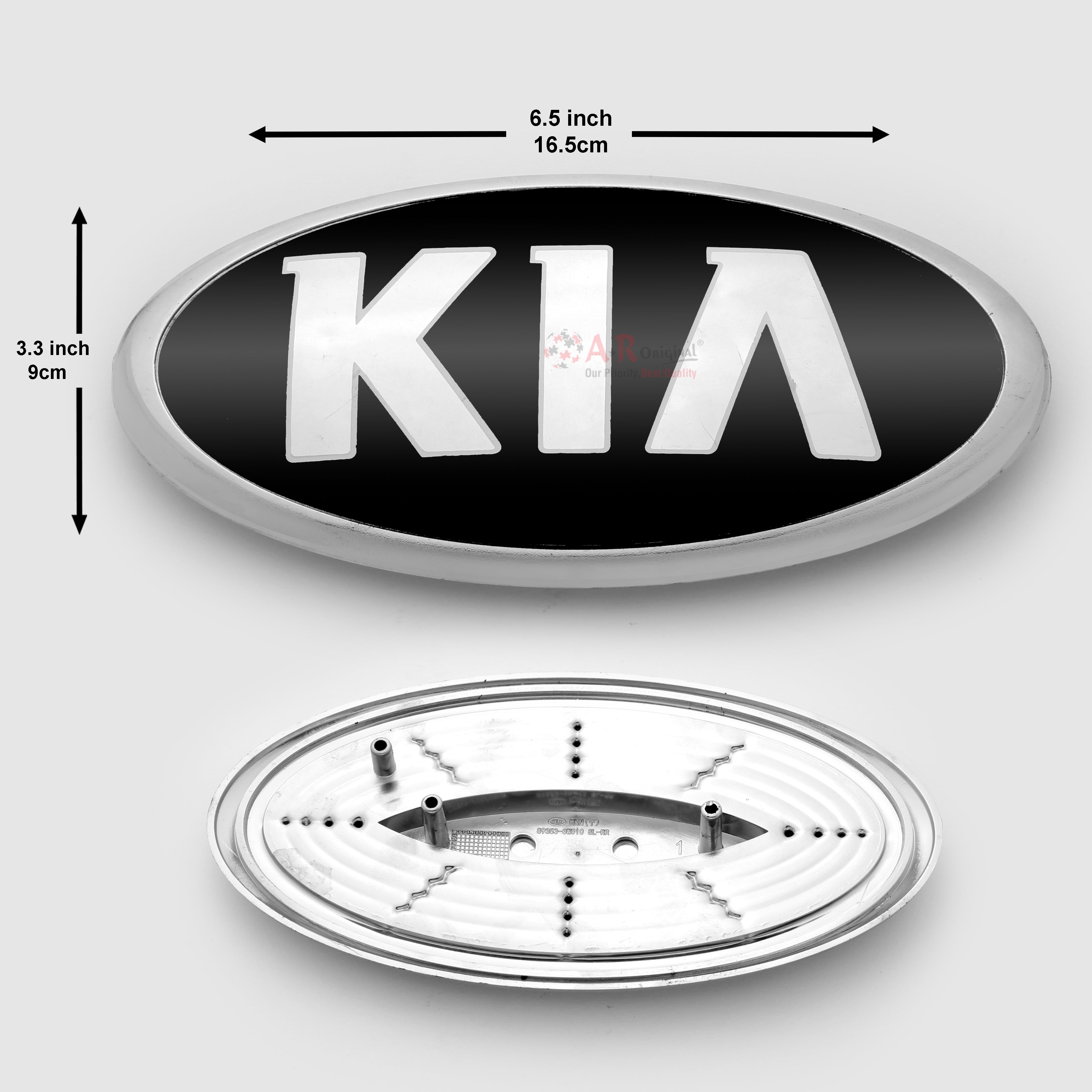KIA Logo 3.3x6.5inch-9cmx17cm Old Font Black Pin Fit Chrome IP Badge