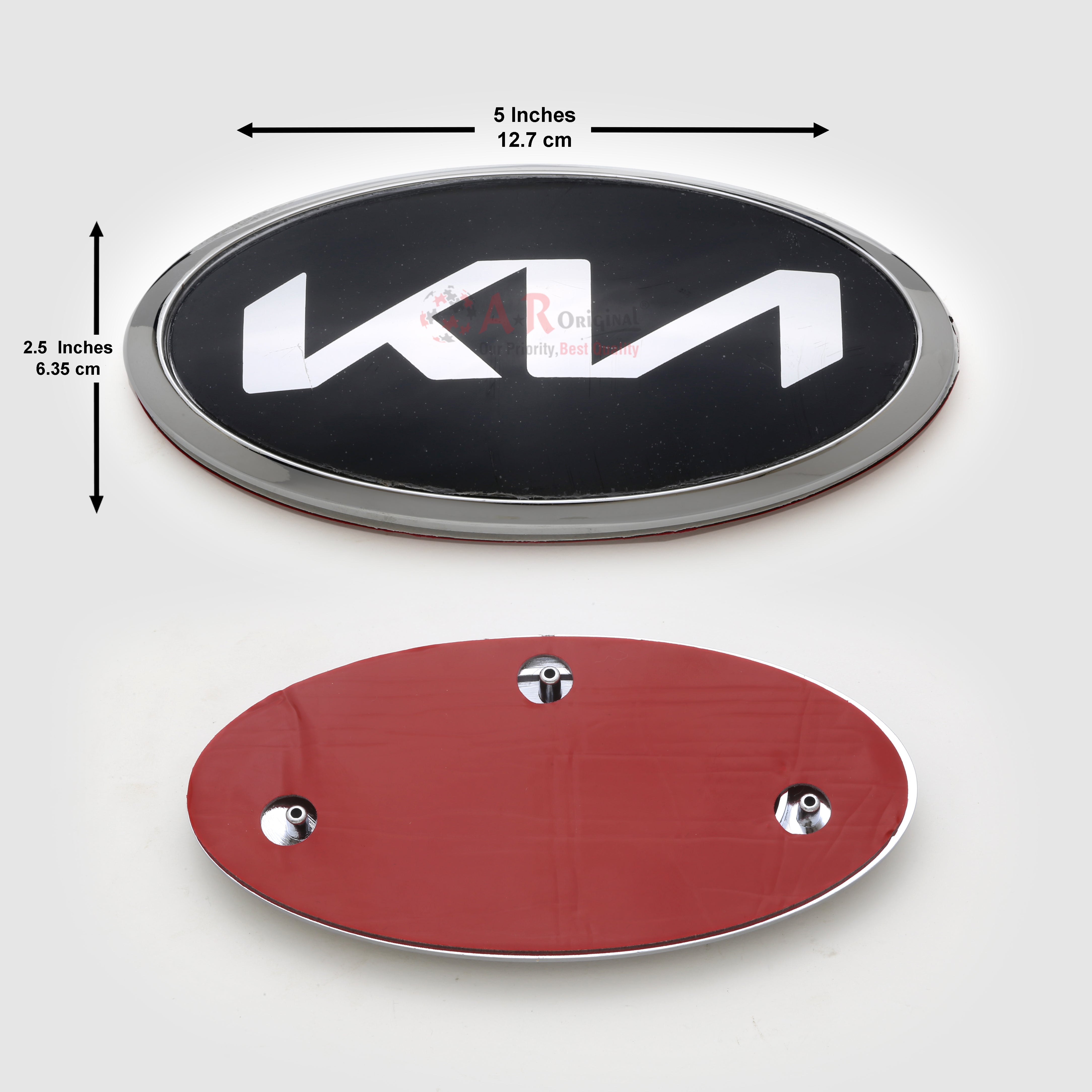 Kia Logo New Font 2.5x5inch-7cmx13cm Black Pin Fit Chrome IP Badge