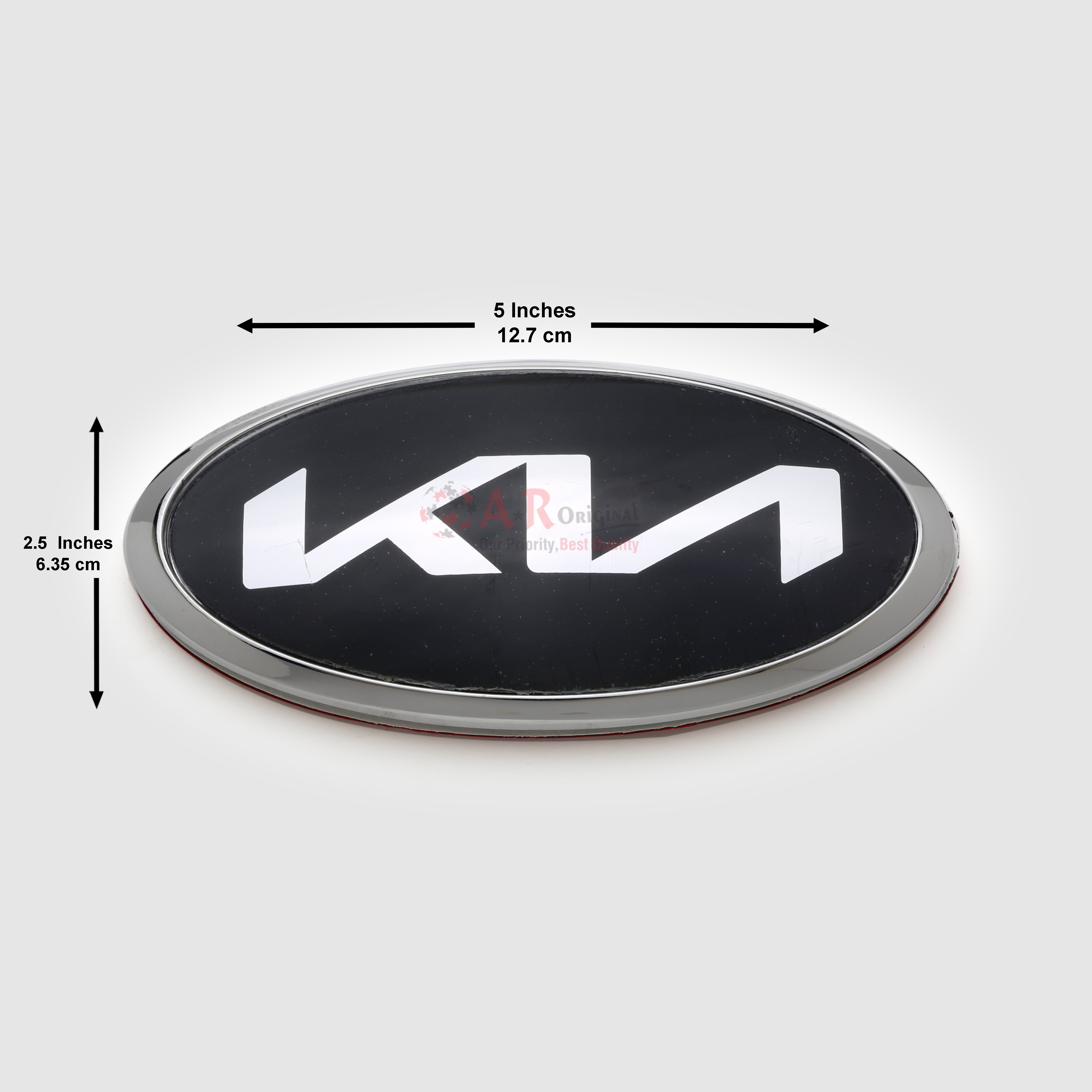 Kia Logo New Font 2.5x5inch-7cmx13cm Black Pin Fit Chrome IP Badge