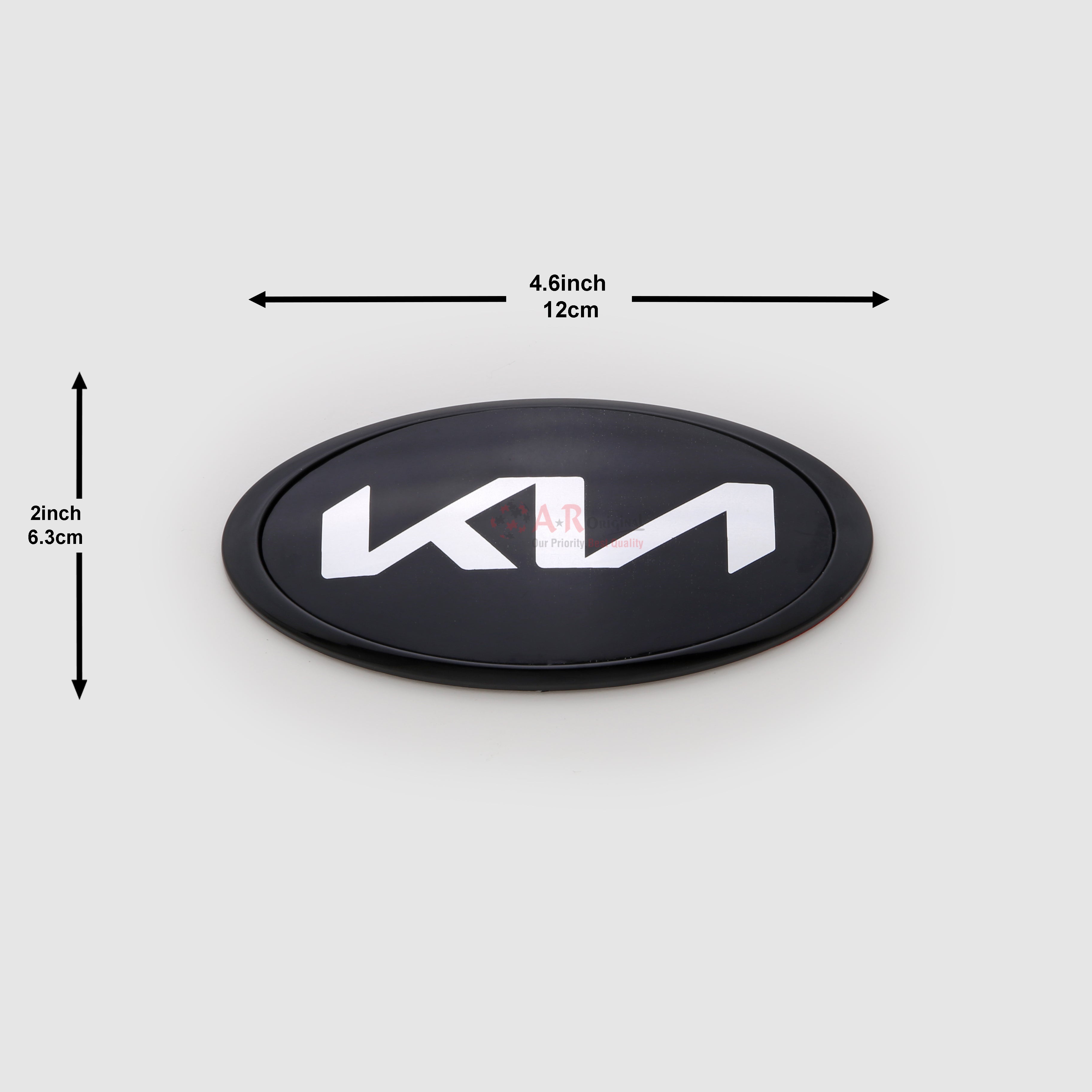 Kia Logo New Font 2x4.6inch-6.3x12cm Black Silver IP Badge