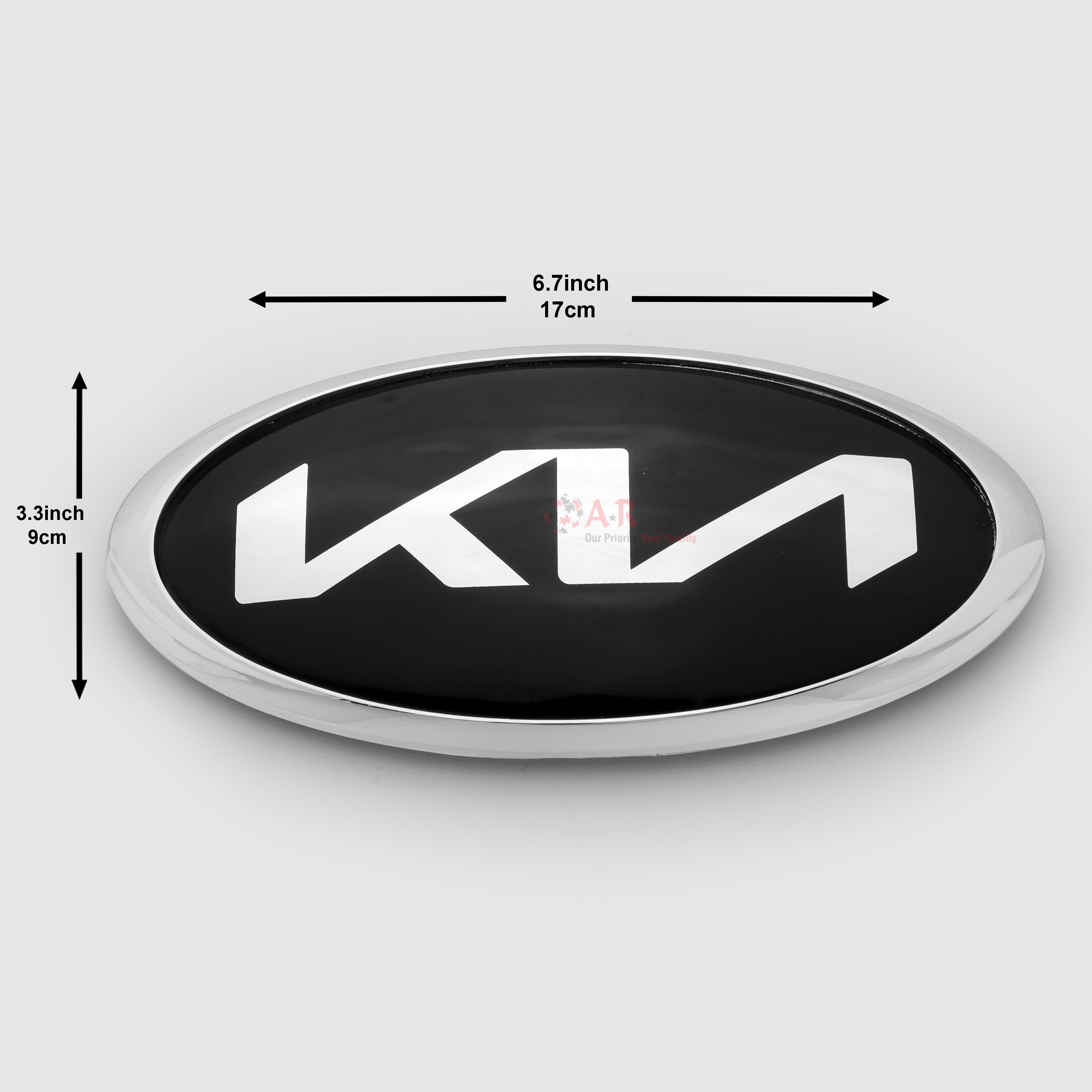 Kia Logo New Font 3.3x6.7inch-9x17.2cm Black Chrome IP Badge