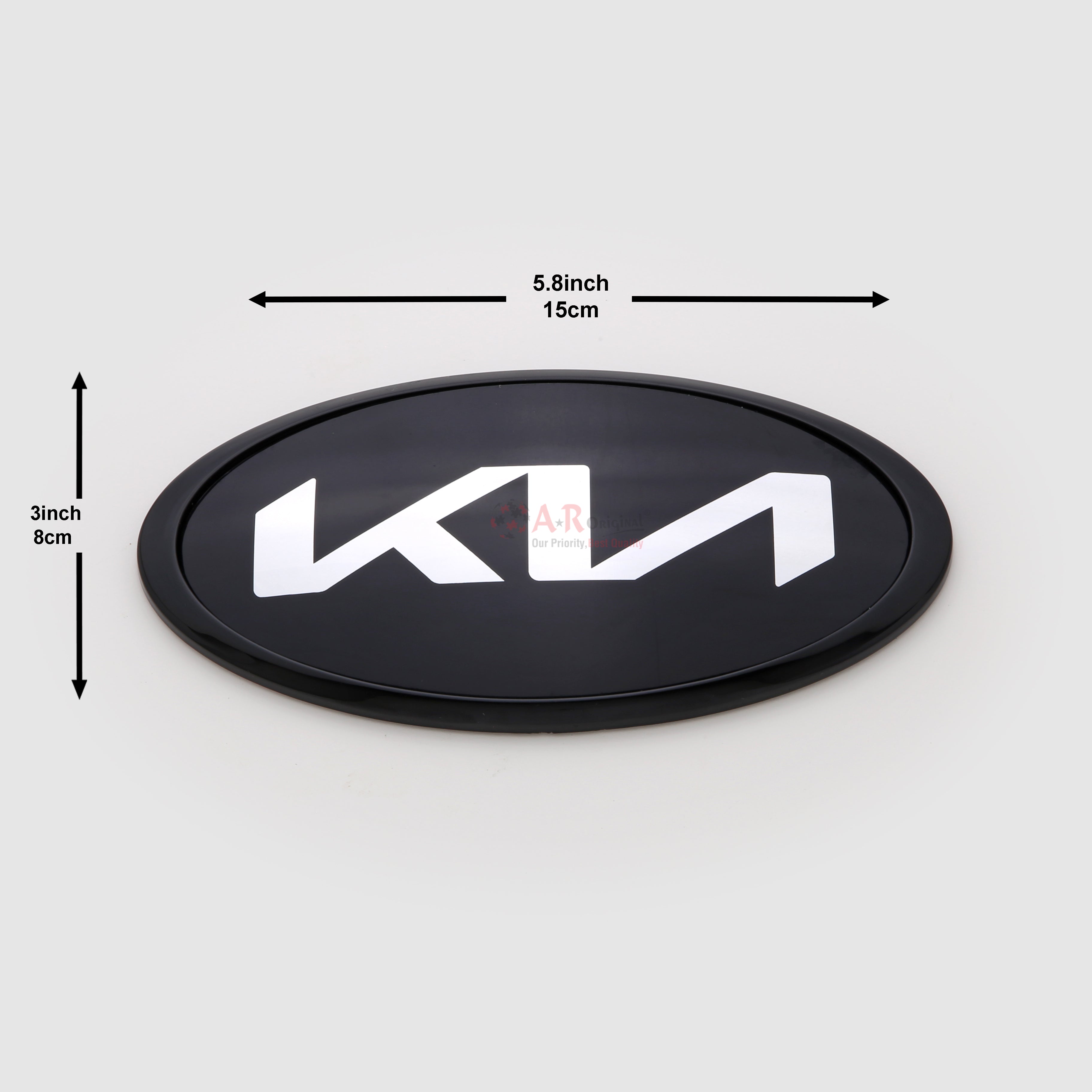Kia Logo New Font 3x5.8inch-8x15cm Black Silver IP Badge