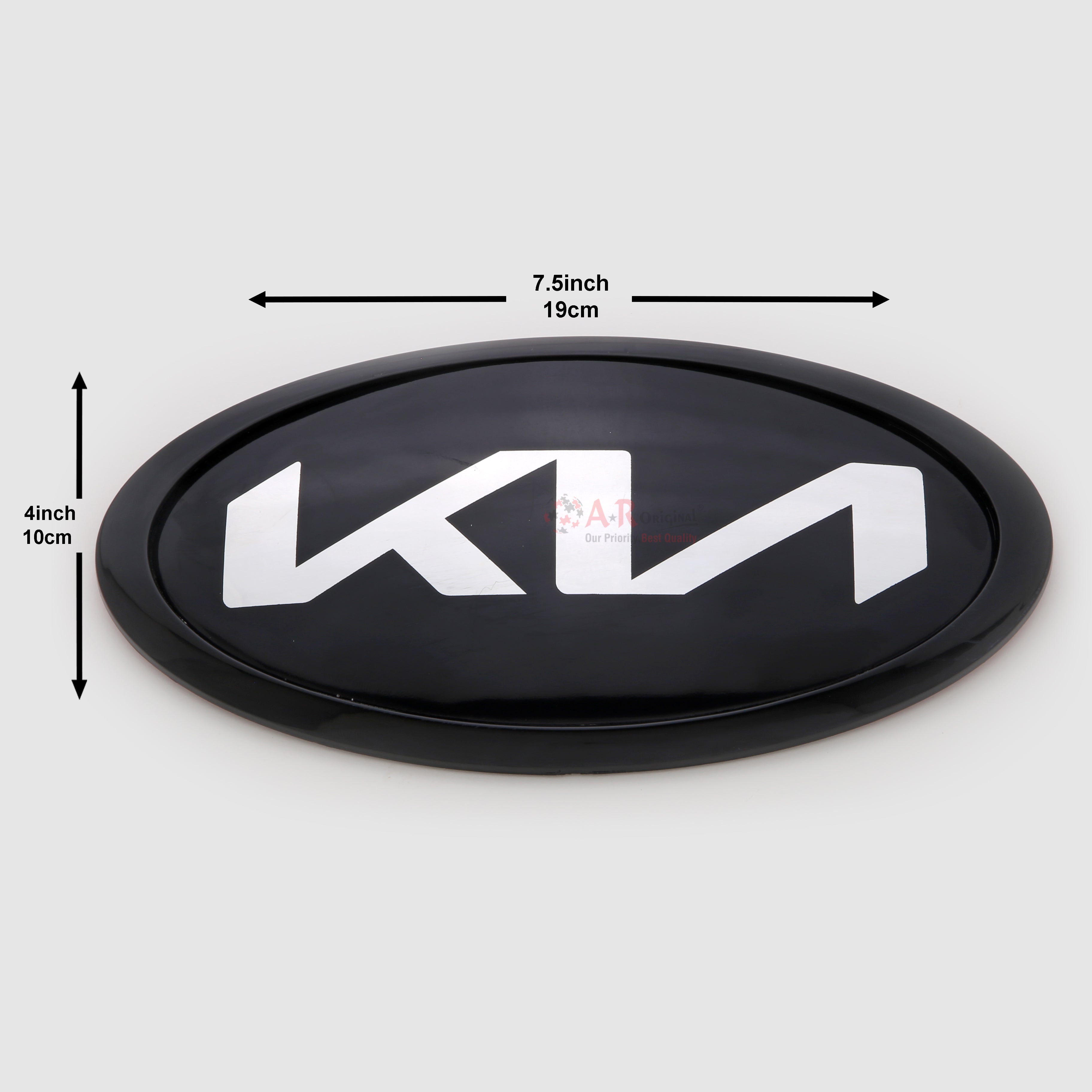 Kia Logo New Font 4x7.5inch-10x18.2cm Black Silver IP Badge