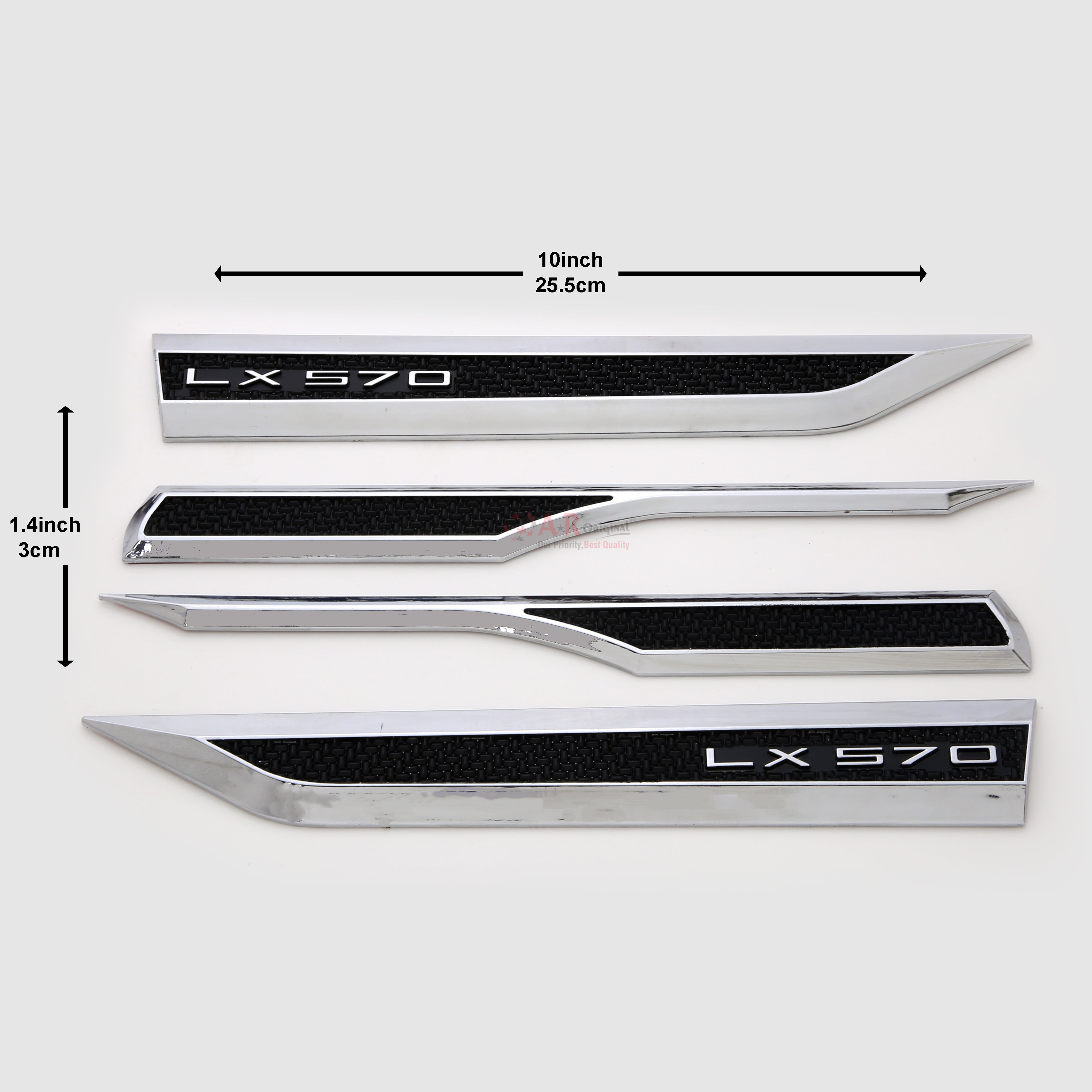 LX570 Side Emblem Lexus 1.4x10inch-3x25.5cm Black Chrome IP Badge