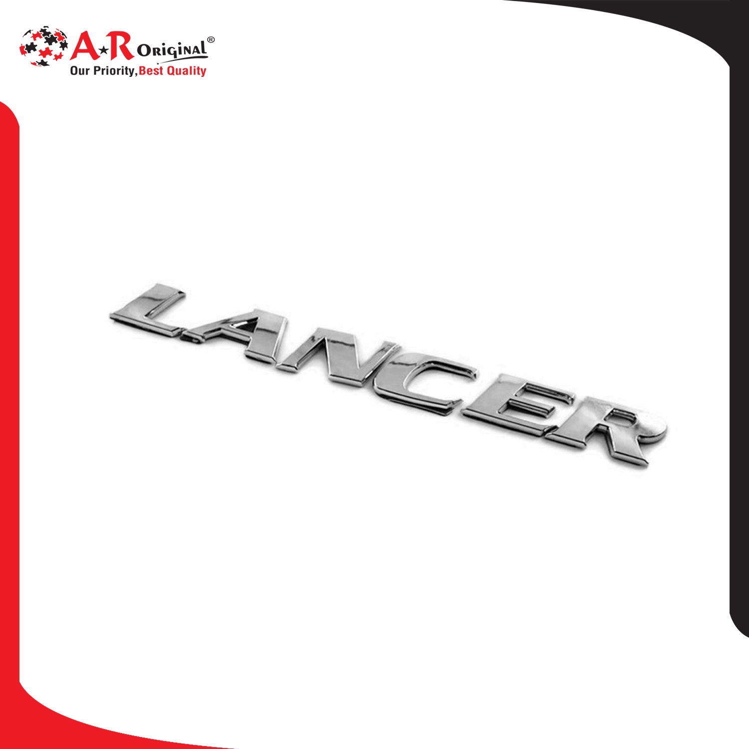 Lancer Emblem 1x7inch-2.5x18cm Big Chrome IP Badge