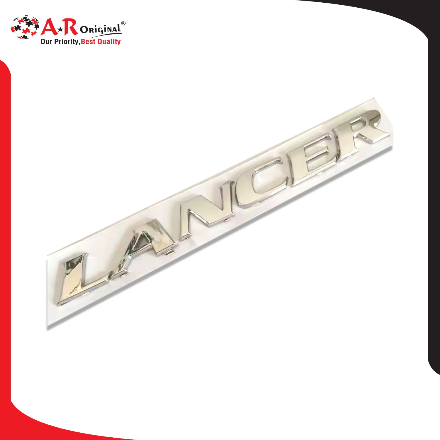 Lancer Emblem 1x7inch-2.5x18cm Big Chrome IP Badge