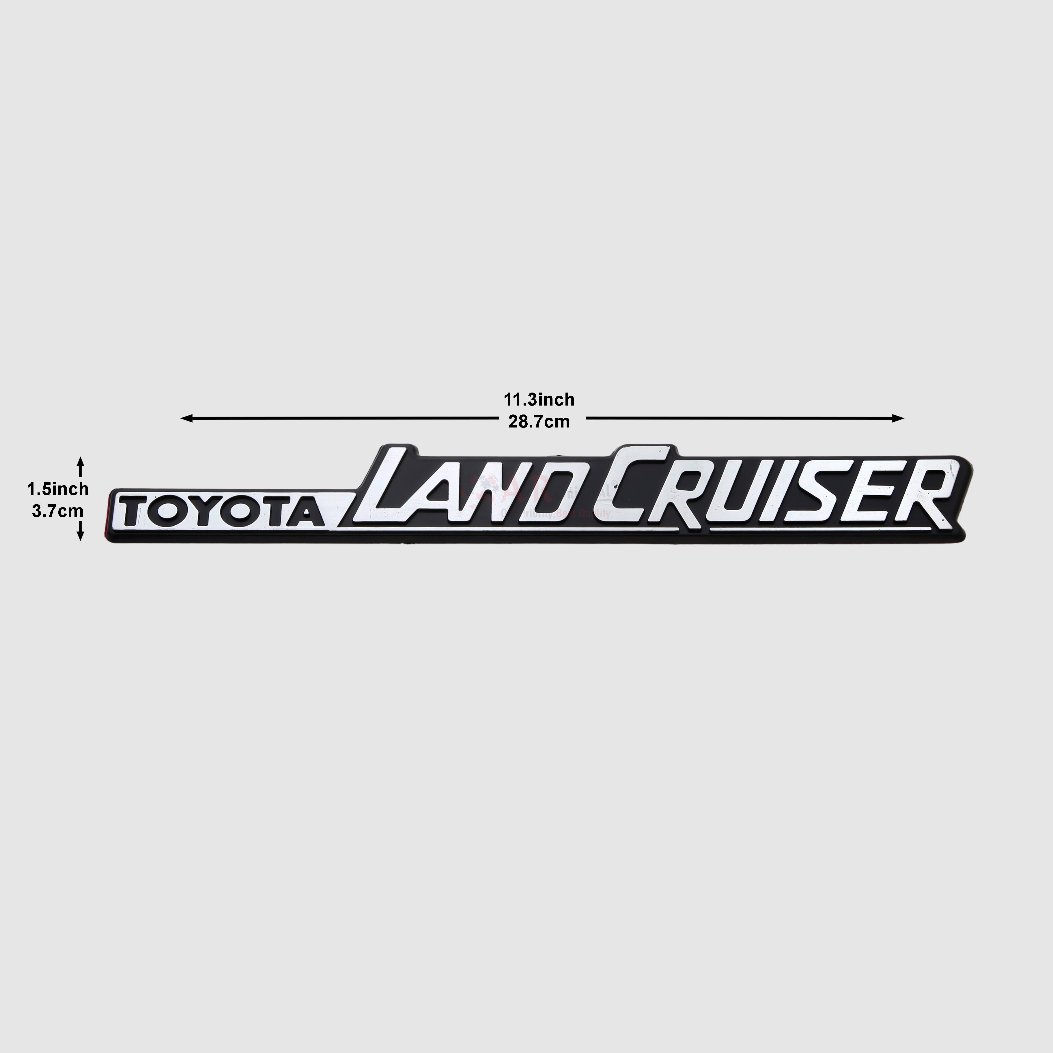 LandCruiser Emblem 1.5x11inch-3.5x28cm Old Font Black Chrome IP Badge