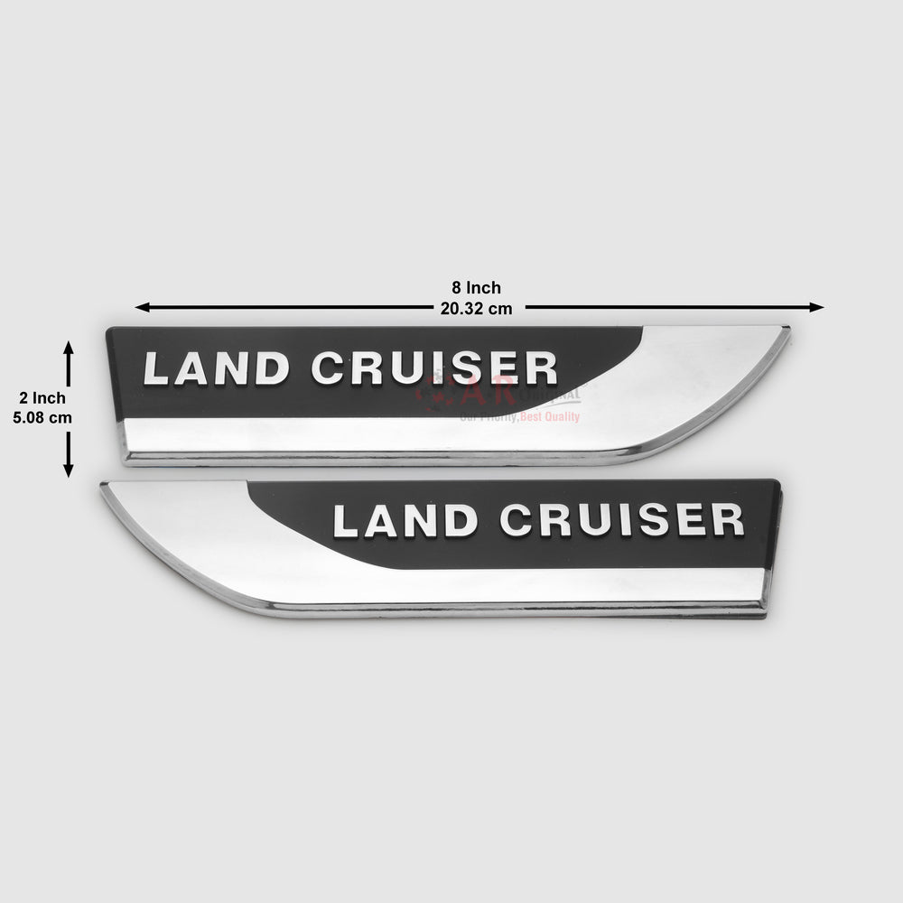 LandCruiser Emblem 2pcs set (SideFenders) 2x8inch-5x20cm Black Chrome IP Badge