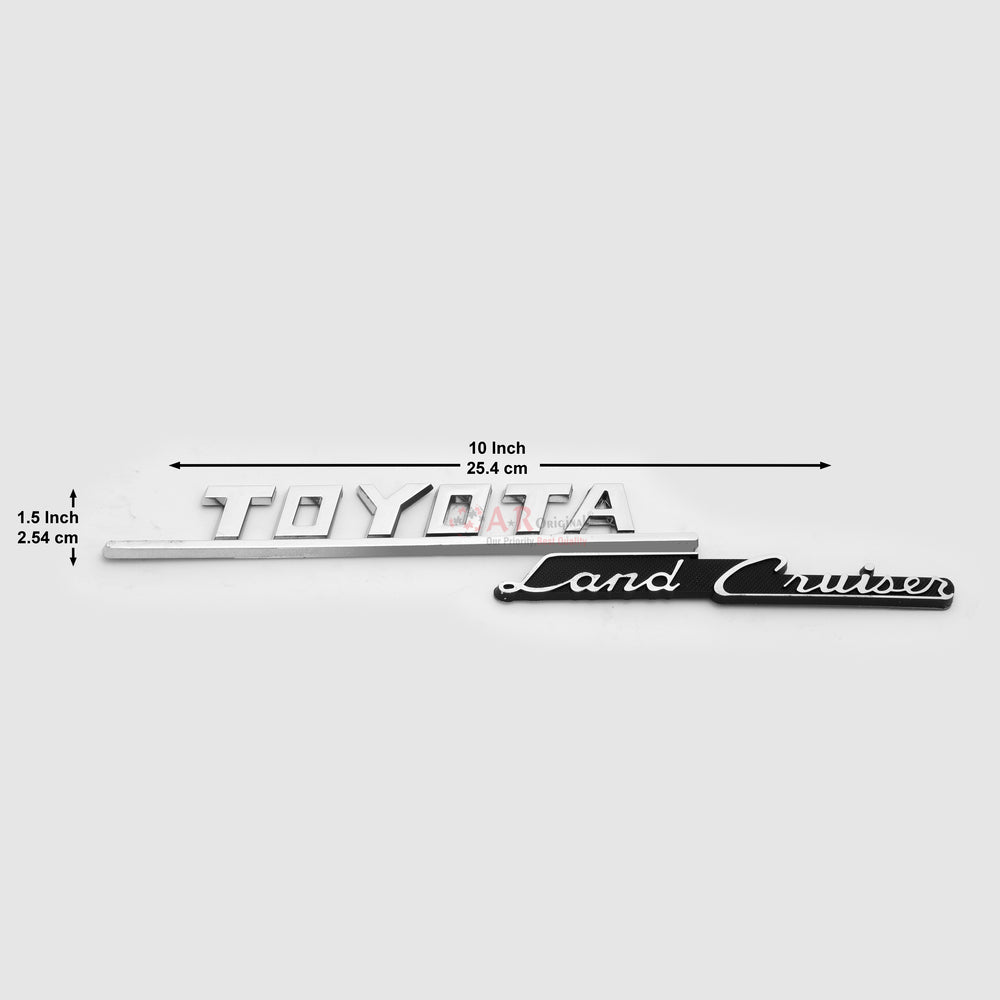LandCruiser Emblem 2x10inch-3x25cm New Font Black Chrome IP Badge