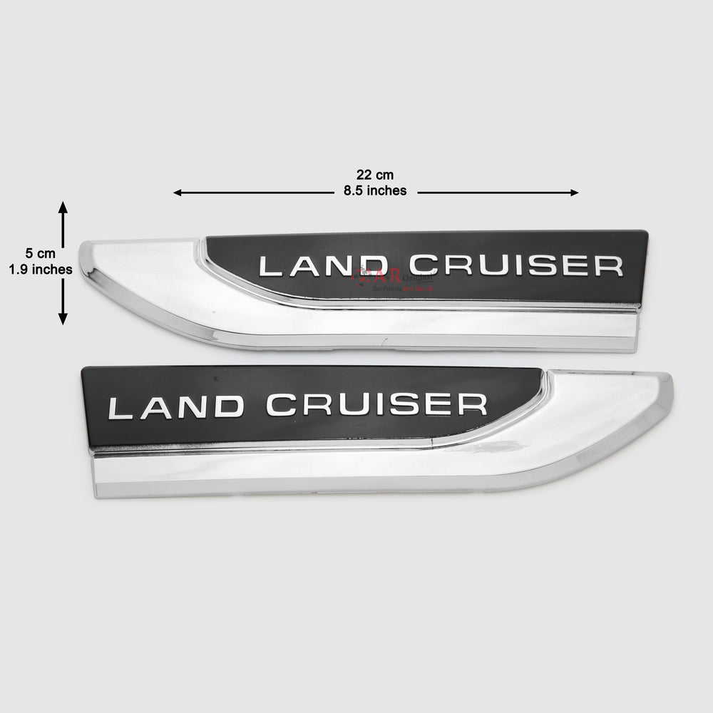 Land Cruiser Emblem Side Fenders New Font 2pcs set 5x22cm Chrome IP Badge
