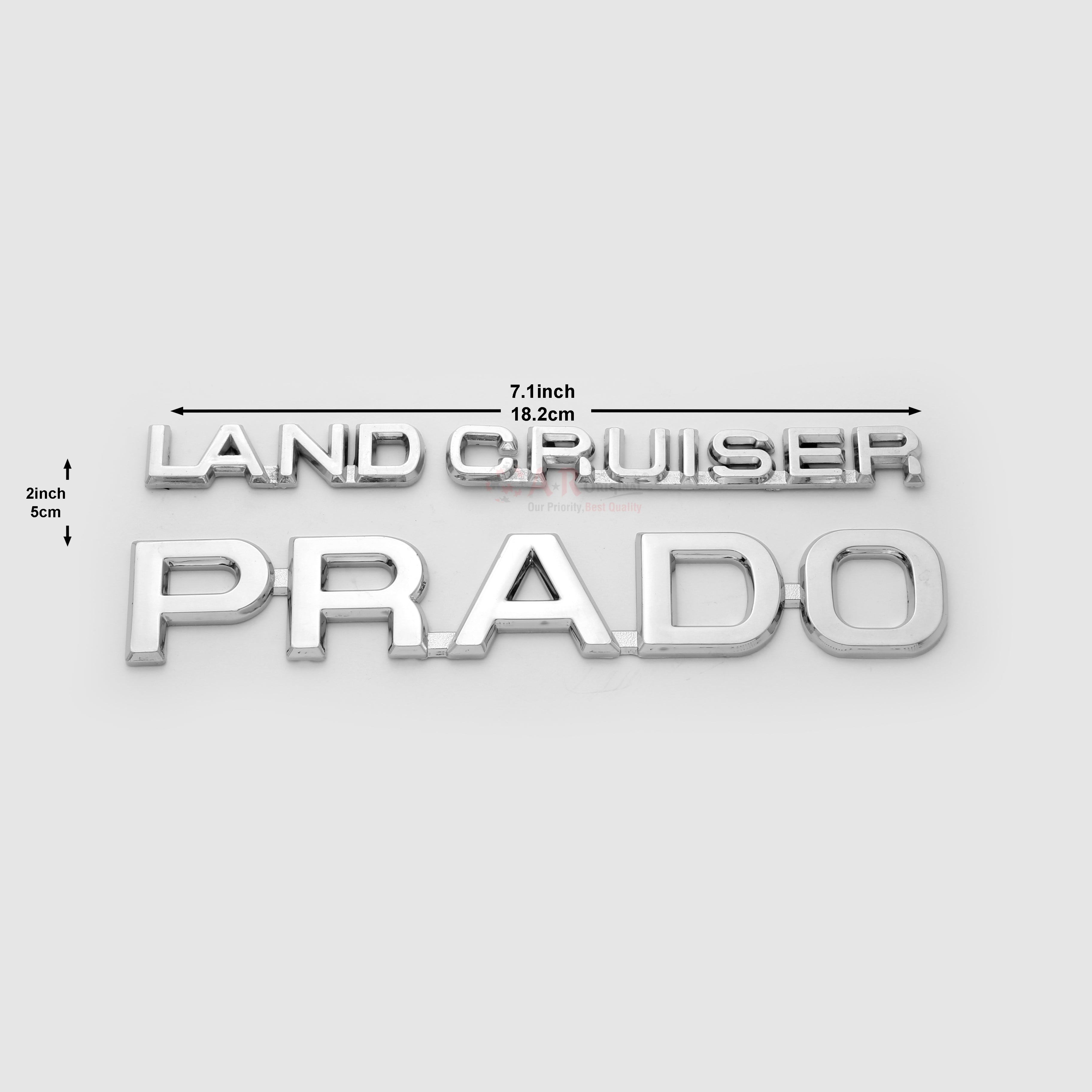 Land Cruiser Prado Emblem 2x7inch-5x18cm Chrome LC Badge
