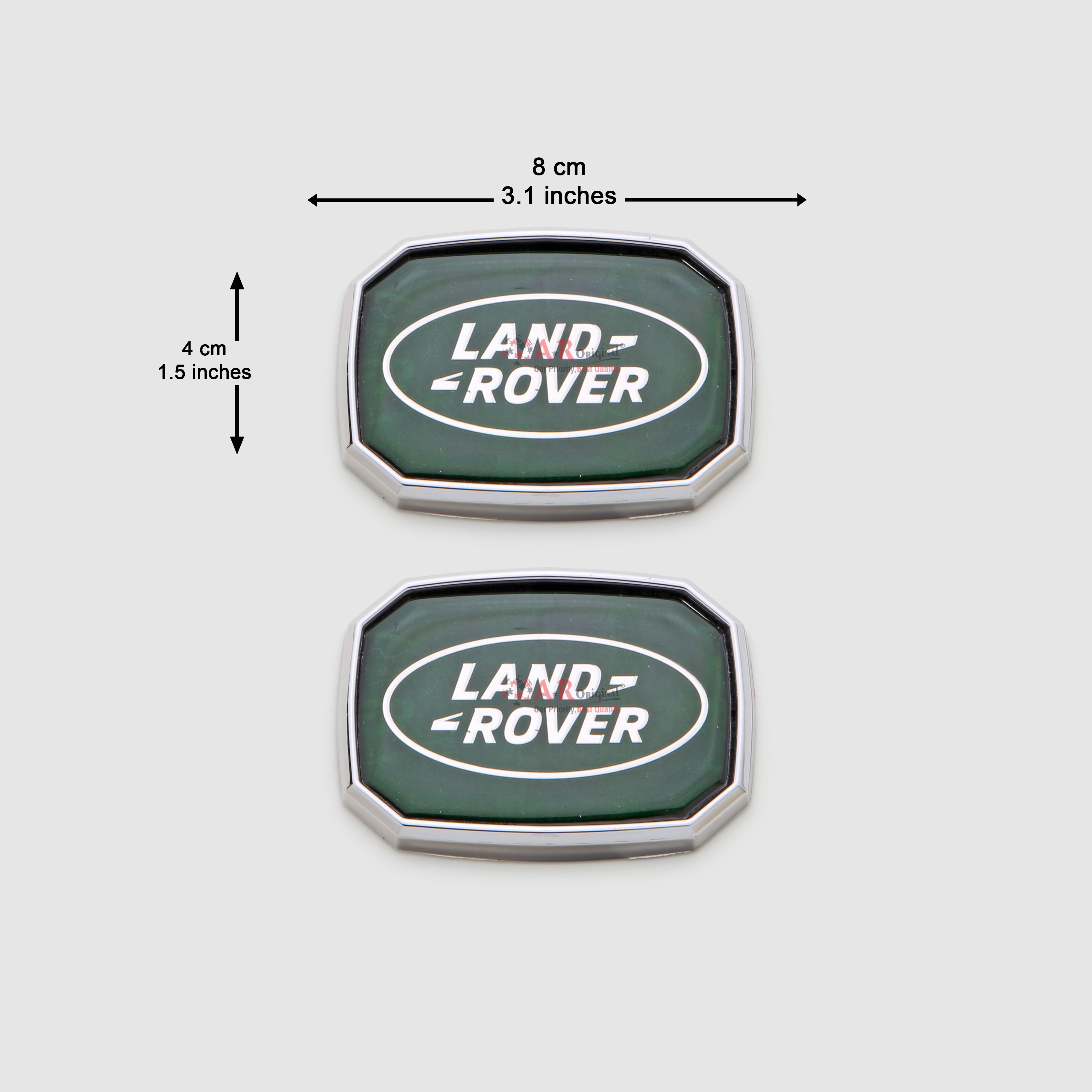 Land Rover Logo 4x6.5 cm 2pc Set Green Chrome IP Badge