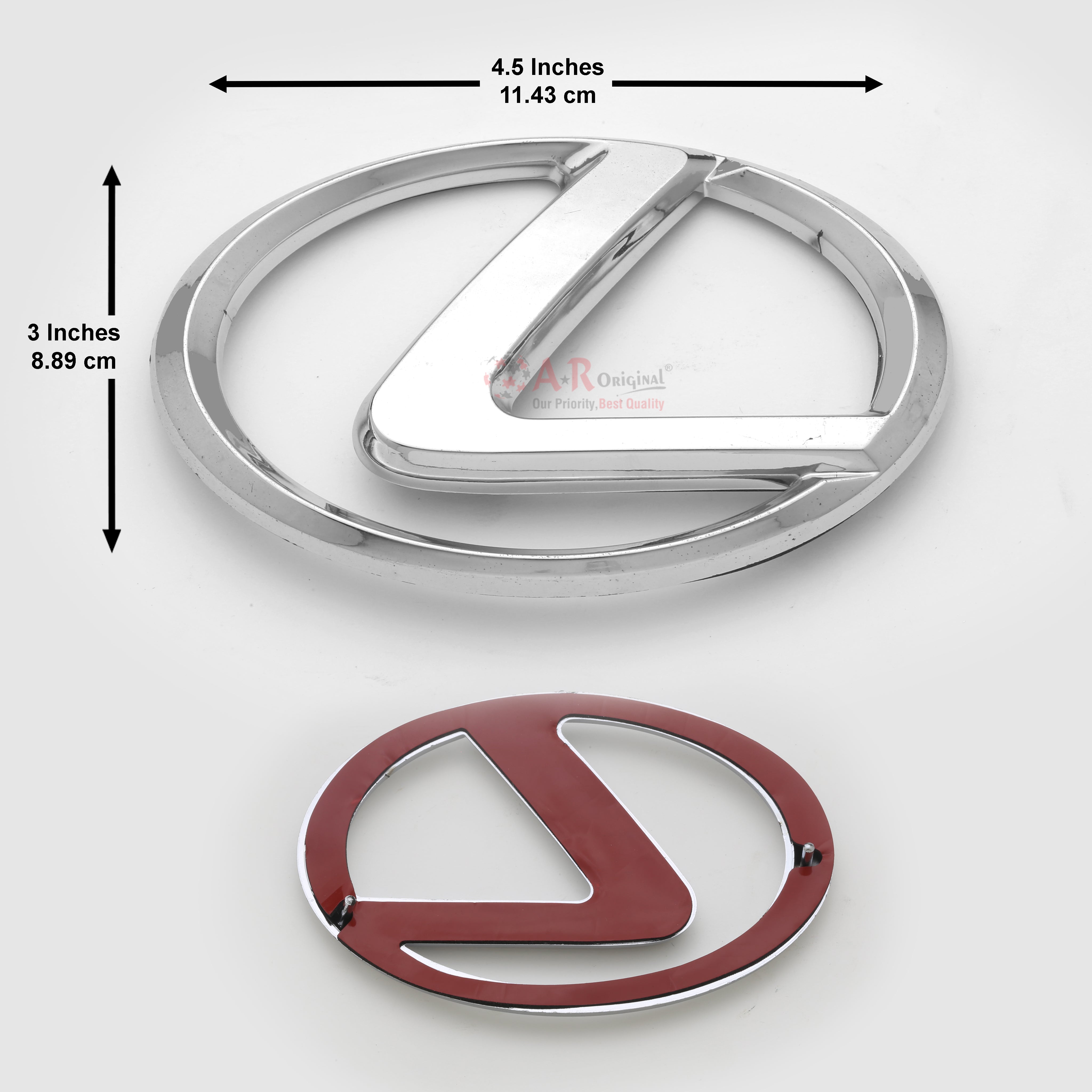 Lexus Logo 3x4.5inch-9x12cm Pin Fit Chrome IP Badge (2)