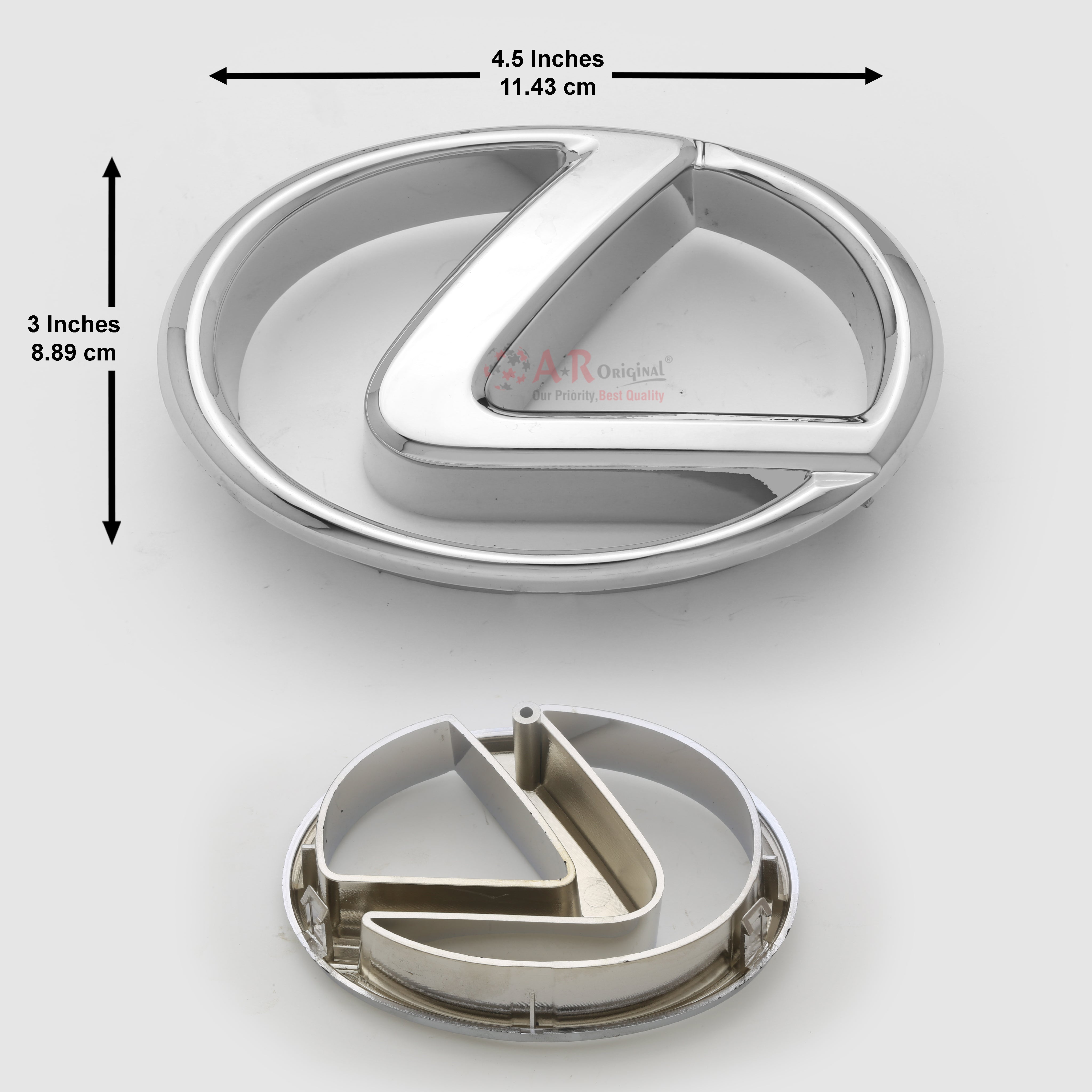 Lexus Logo 3x4.5inch-9x12cm Screw Fit Chrome IP Badge