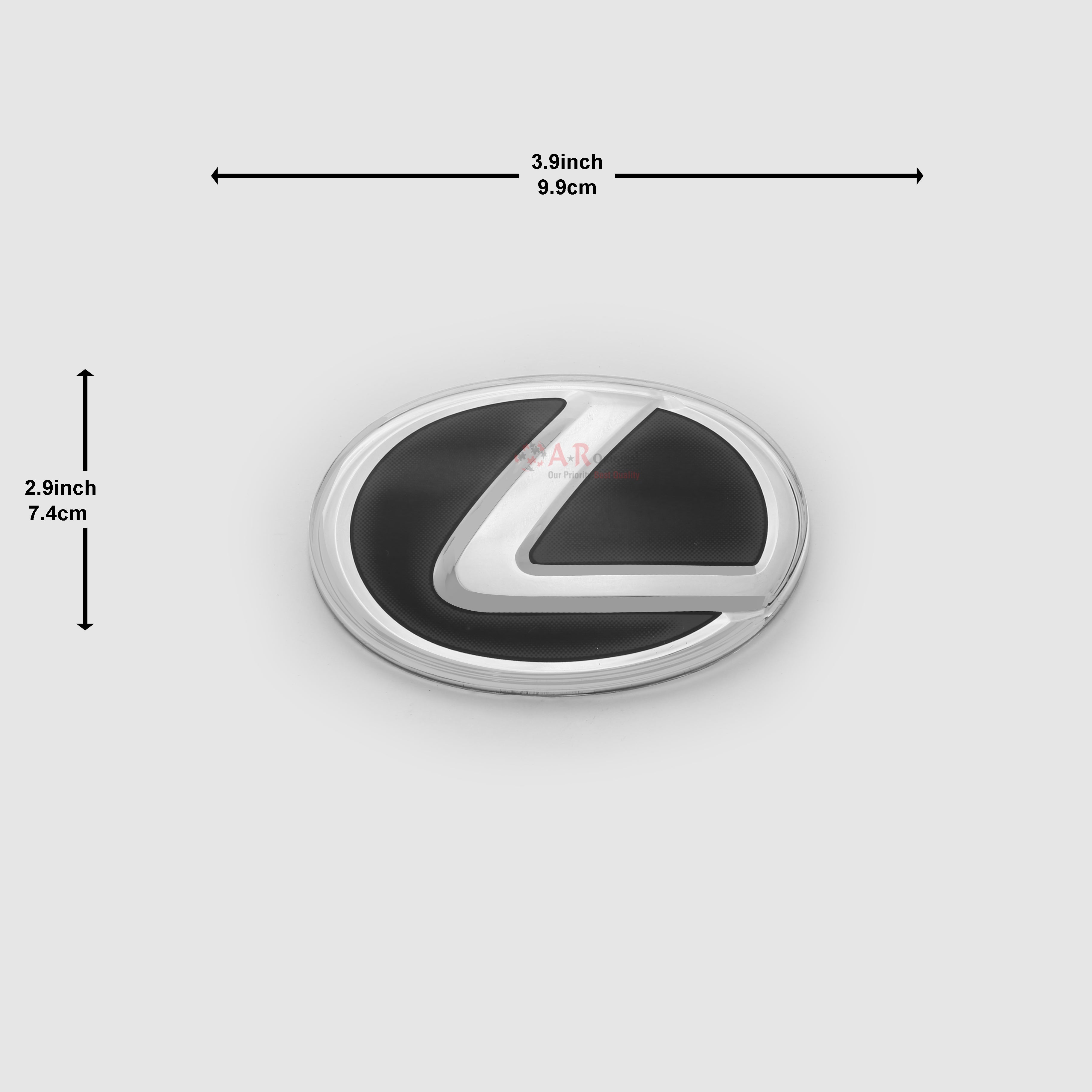 Lexus Logo Glass A' 100mm 3.9inch,9.9cm-2.9inch,7.4cm Black Silver IP Badge