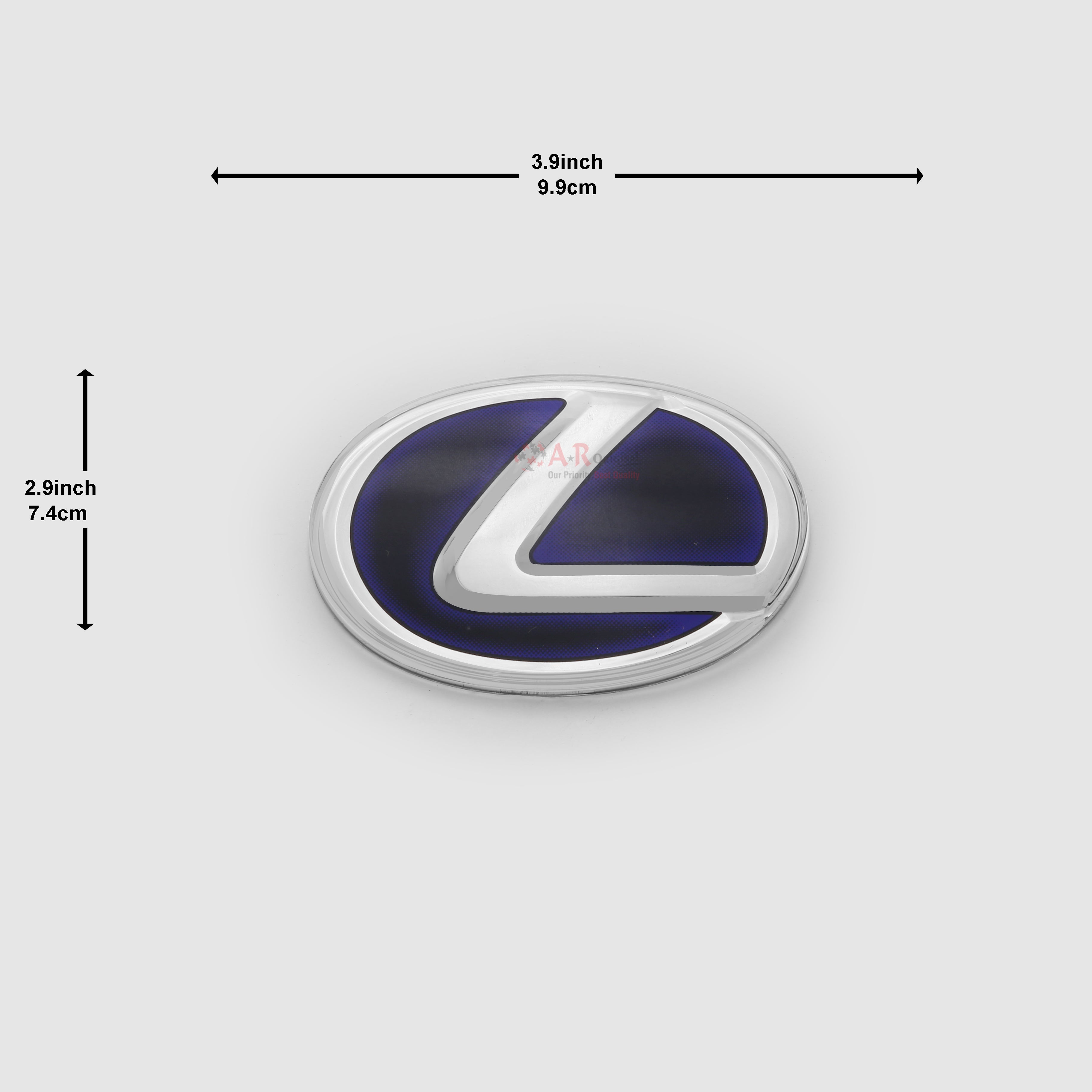 Lexus Logo Glass A' 100mm 3.9inch,9.9cm-2.9inch,7.4cm Black Silver IP Badge