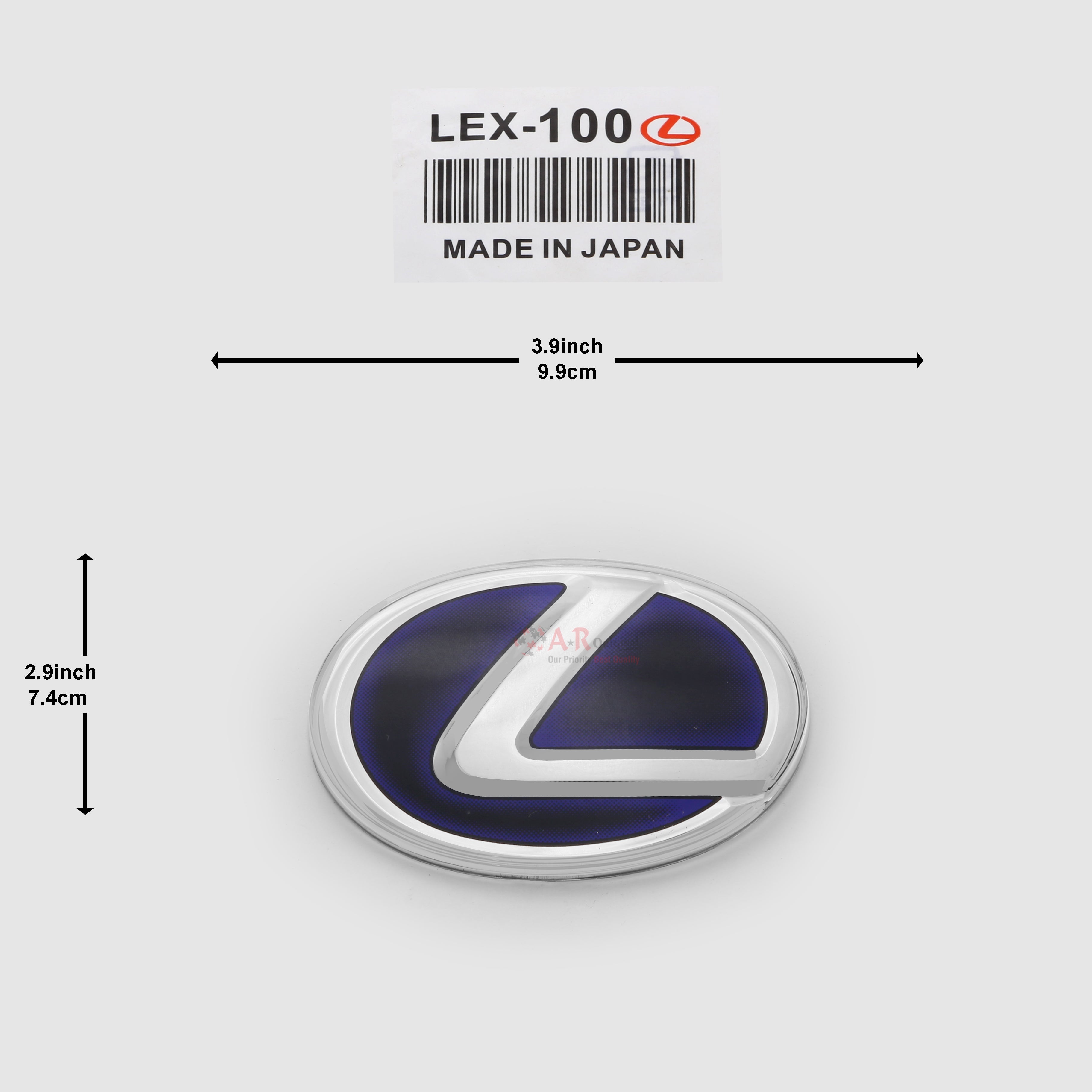 Lexus Logo Glass A' 100mm 3.9inch,9.9cm-2.9inch,7.4cm Black Silver IP Badge