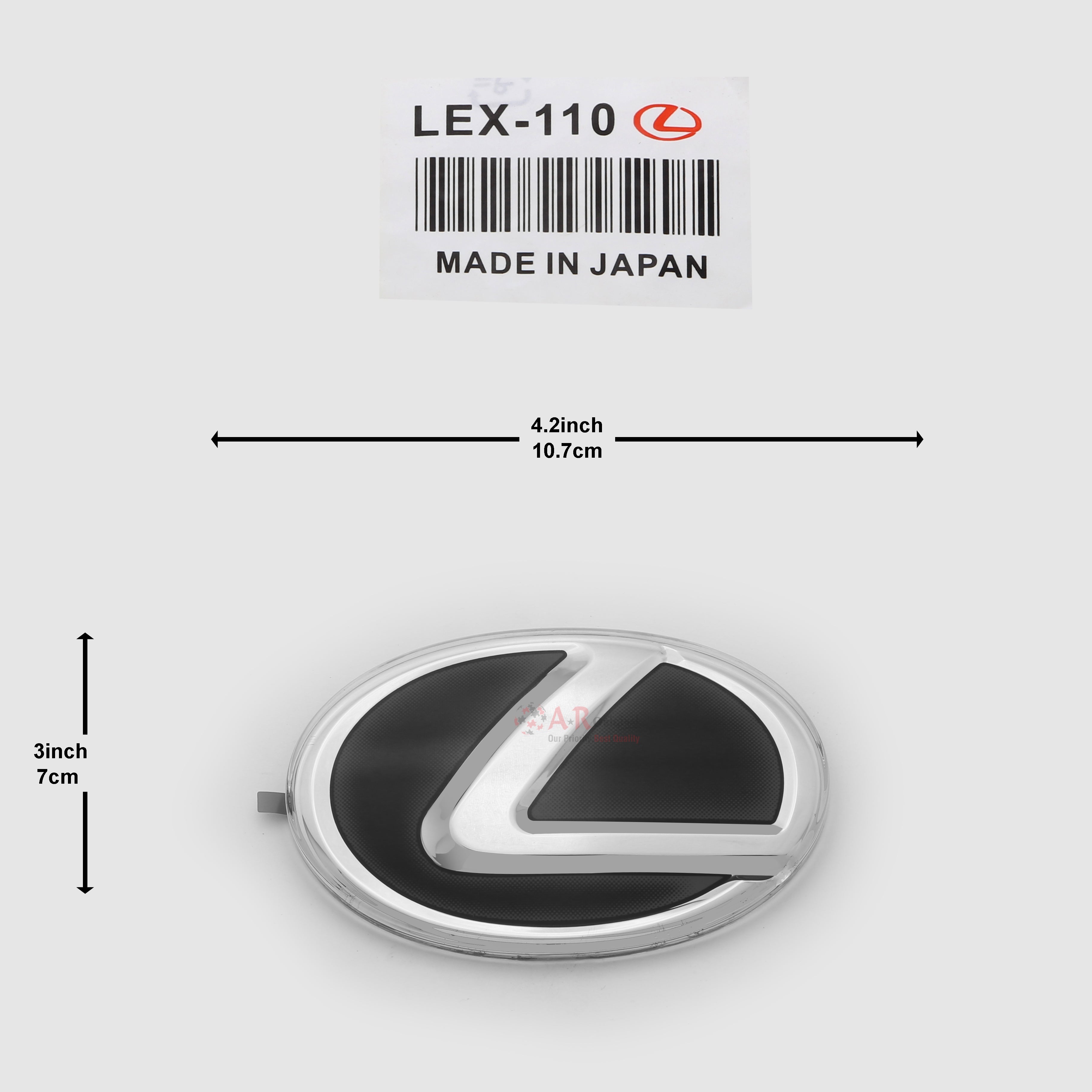Lexus Logo Glass A' 110mm 4.2inch,10.7cm-3inch,7cm Black Silver IP Badge