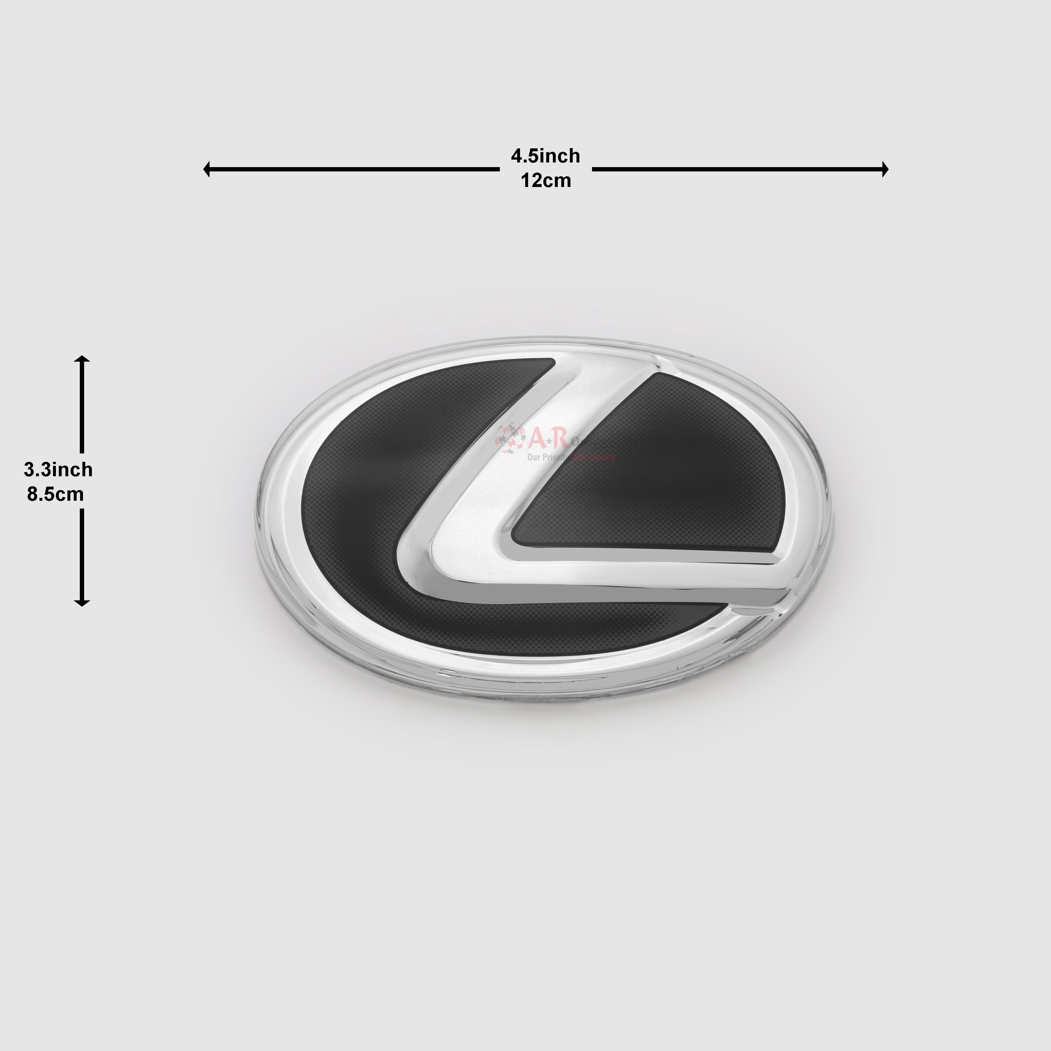 Lexus Logo Glass A' 120mm 4.5inch,12cm-3.3inch,8.5cm Black Silver IP Badge
