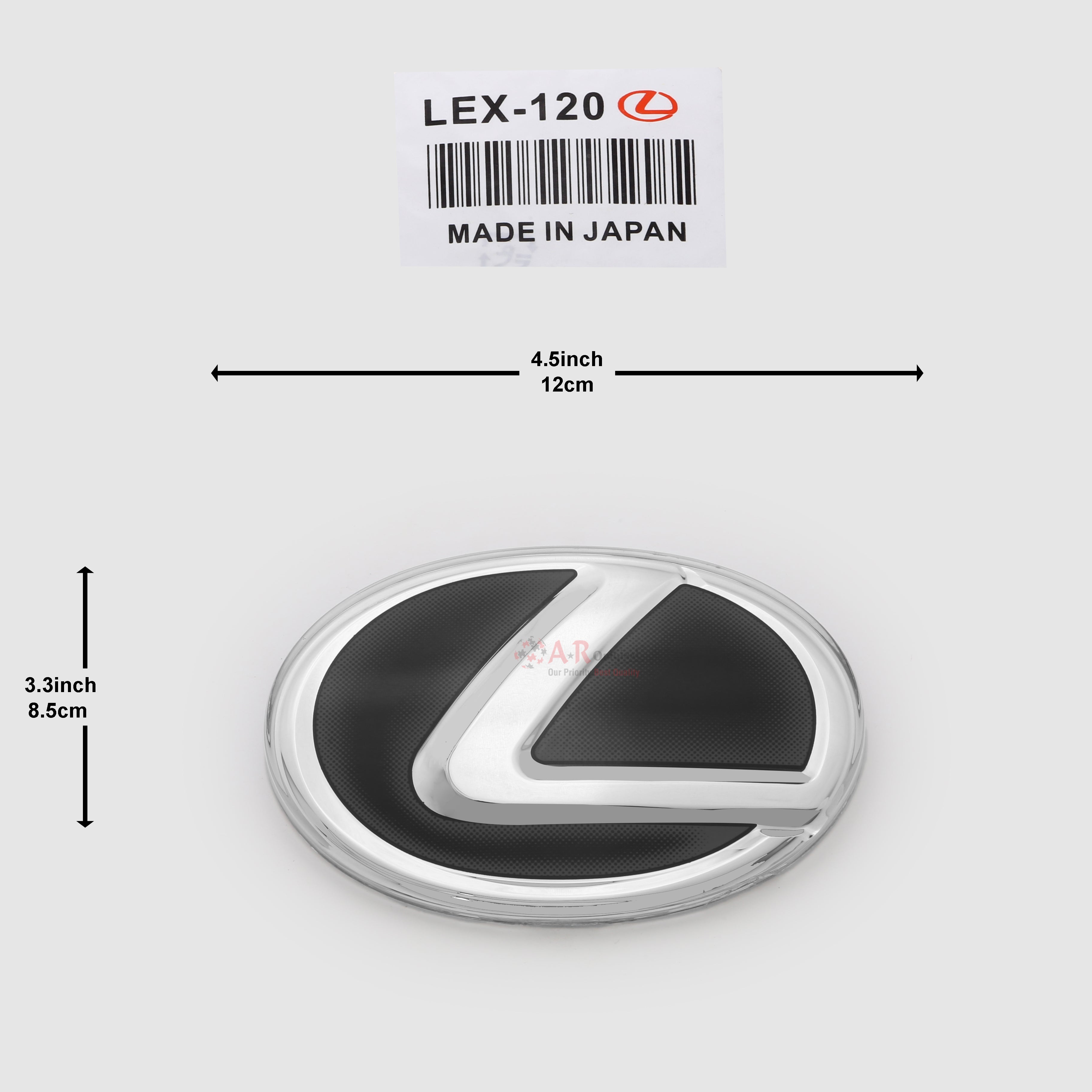Lexus Logo Glass A' 120mm 4.5inch,12cm-3.3inch,8.5cm Black Silver IP Badge