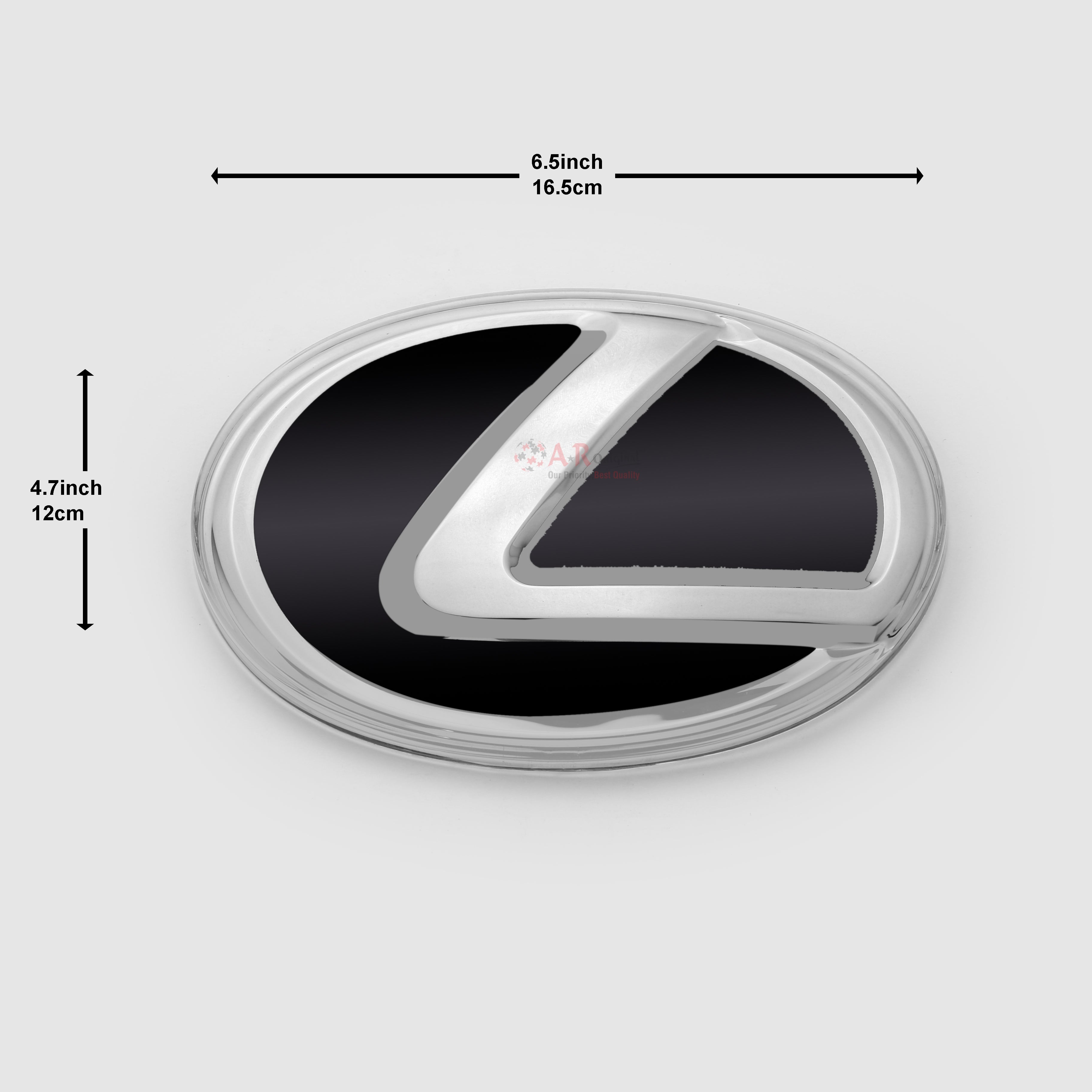 Lexus Logo Glass A' 150mm 5.9inch,15cm-4.2inch,10.7cm Black Silver IP Badge
