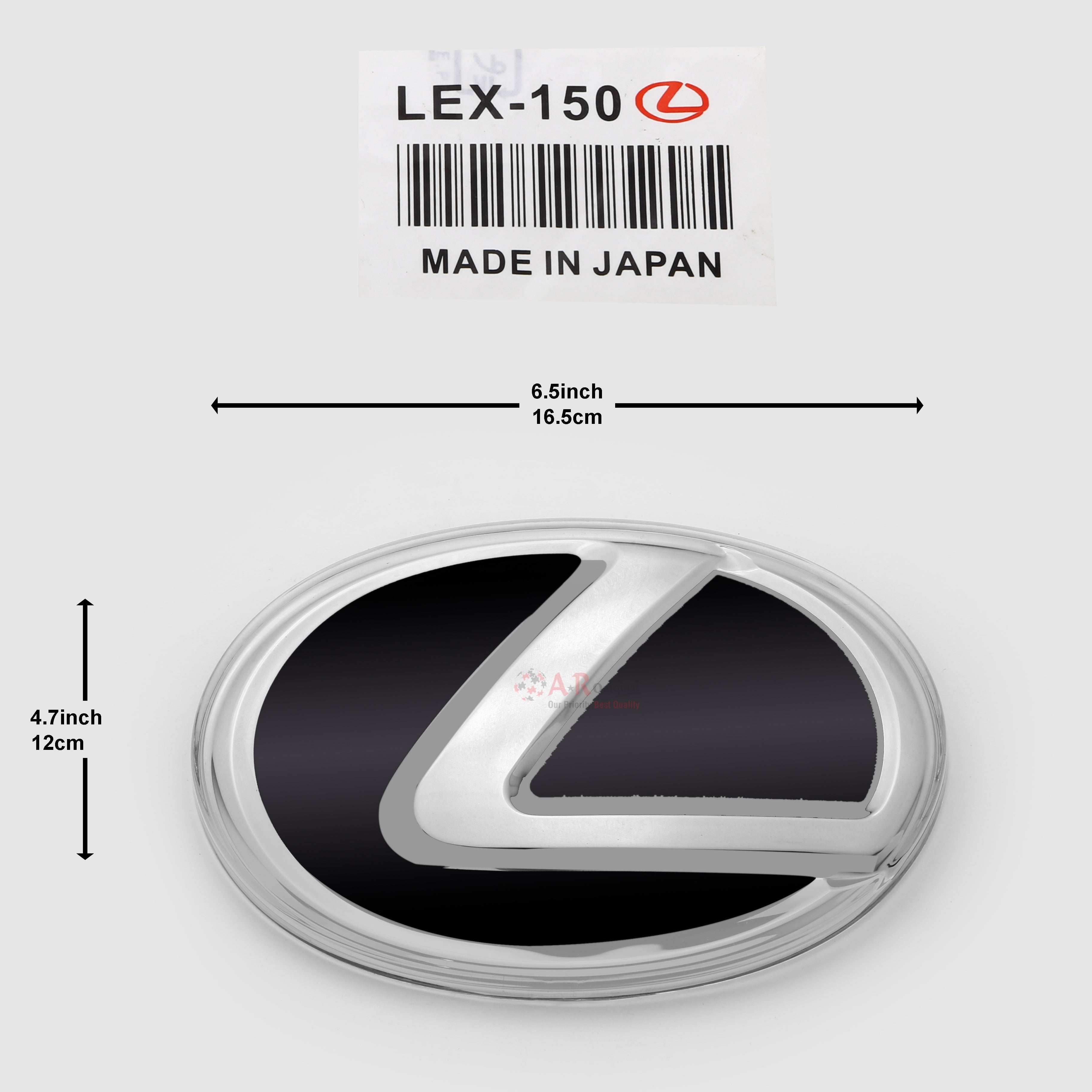 Lexus Logo Glass A' 150mm 5.9inch,15cm-4.2inch,10.7cm Black Silver IP Badge