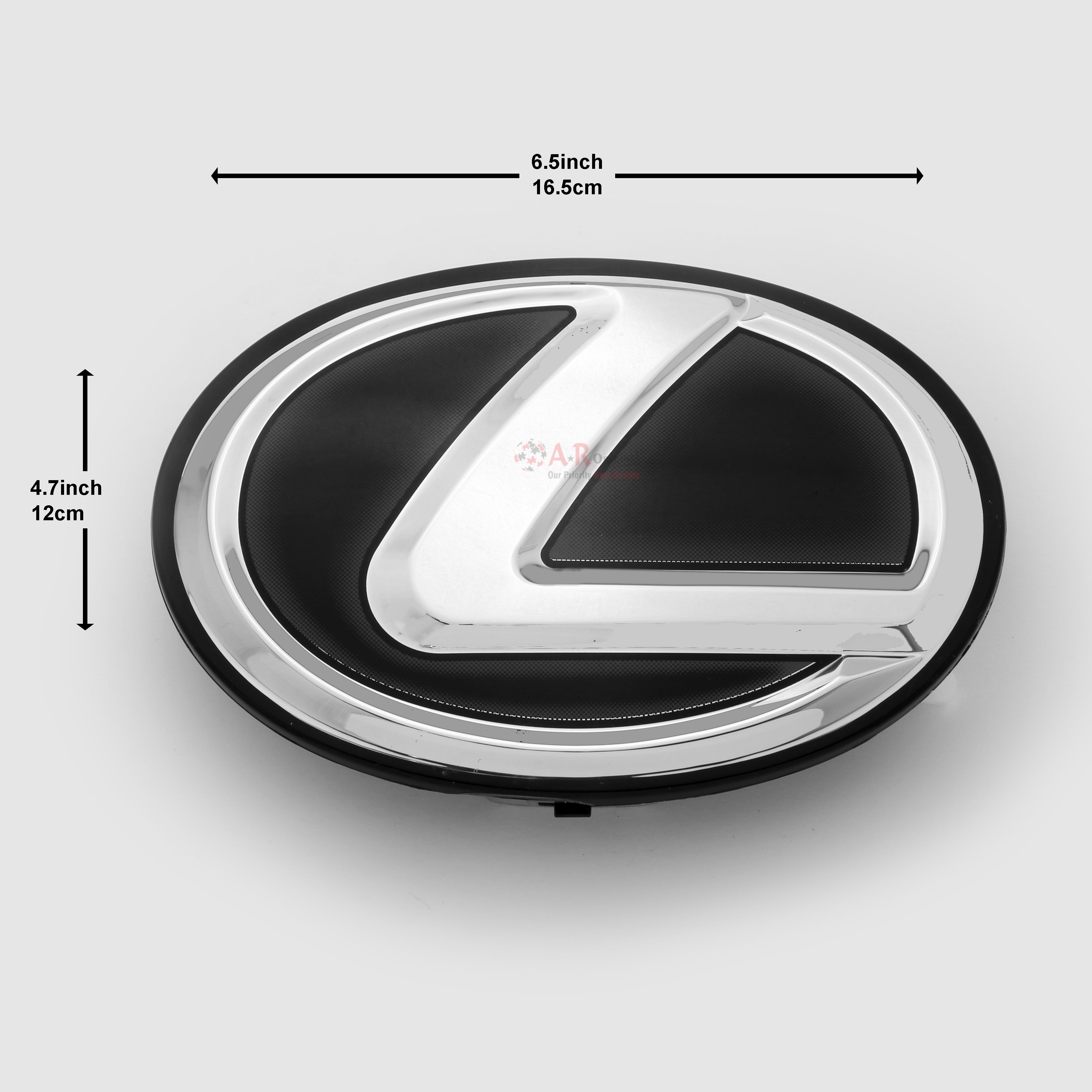 Lexus Logo Glass A' 163mm 6.5inch 16.5cm-4.7inch,12cm Black Silver IP Badge