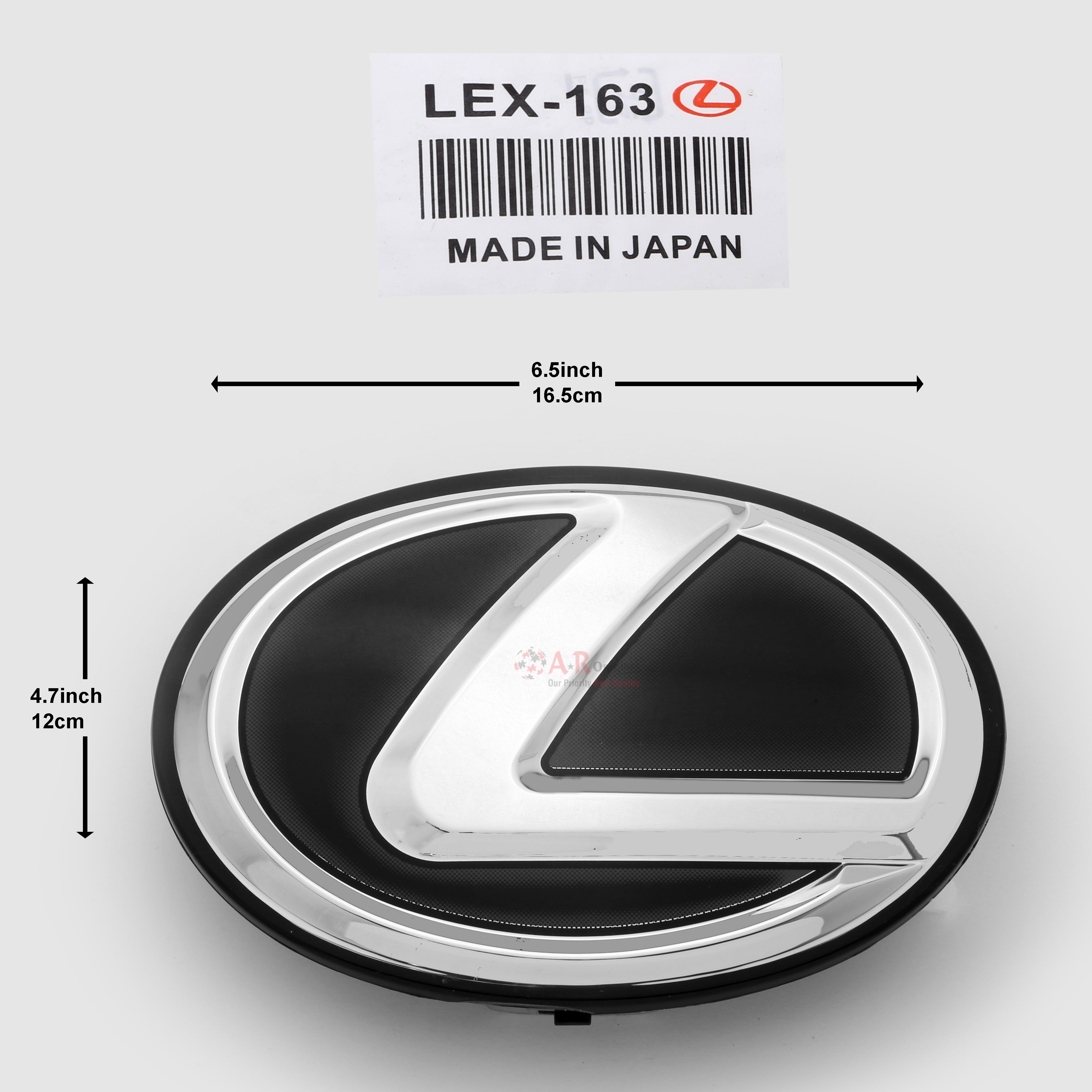 Lexus Logo Glass A' 163mm 6.5inch 16.5cm-4.7inch,12cm Black Silver IP Badge