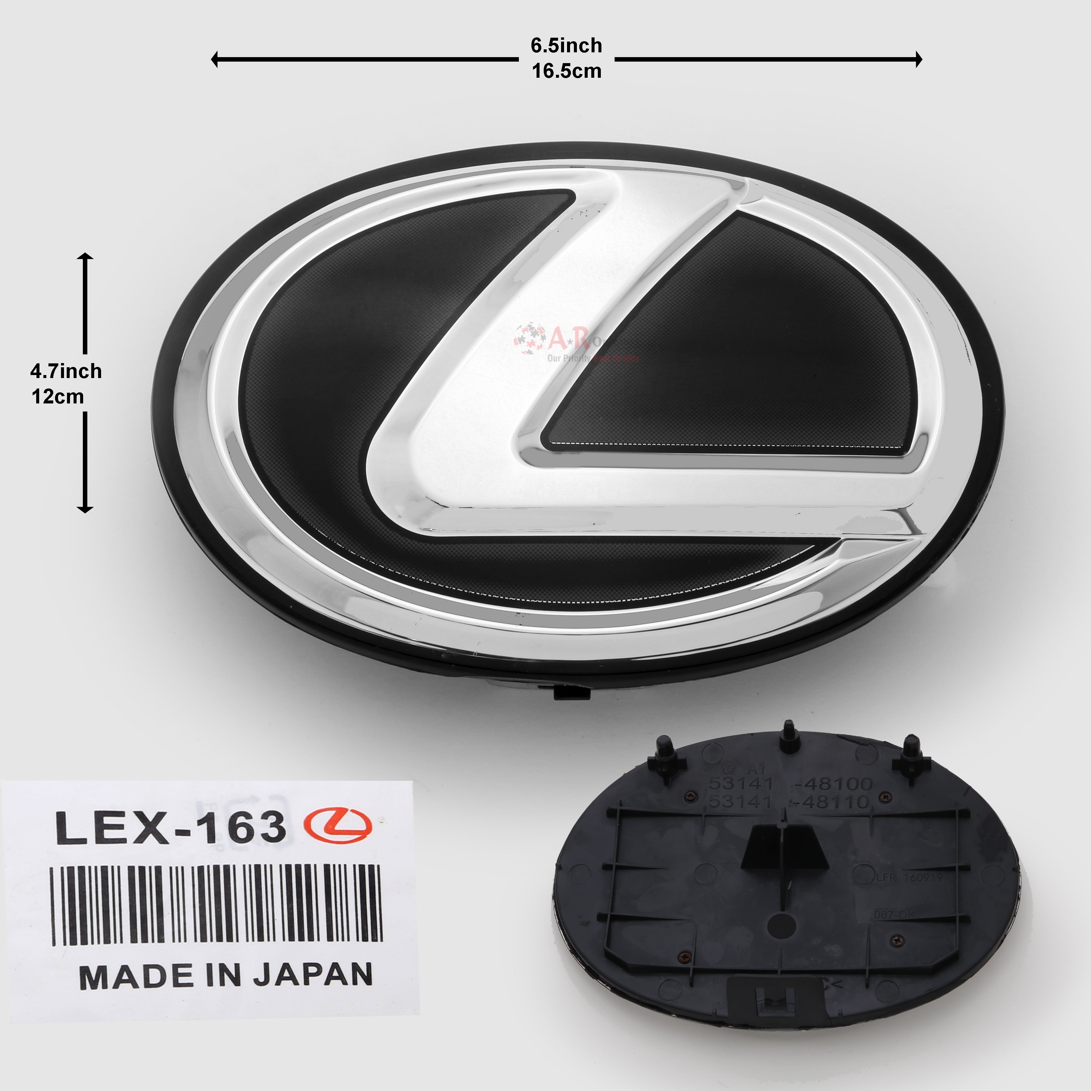 Lexus Logo Glass A' 163mm 6.5inch 16.5cm-4.7inch,12cm Black Silver IP Badge