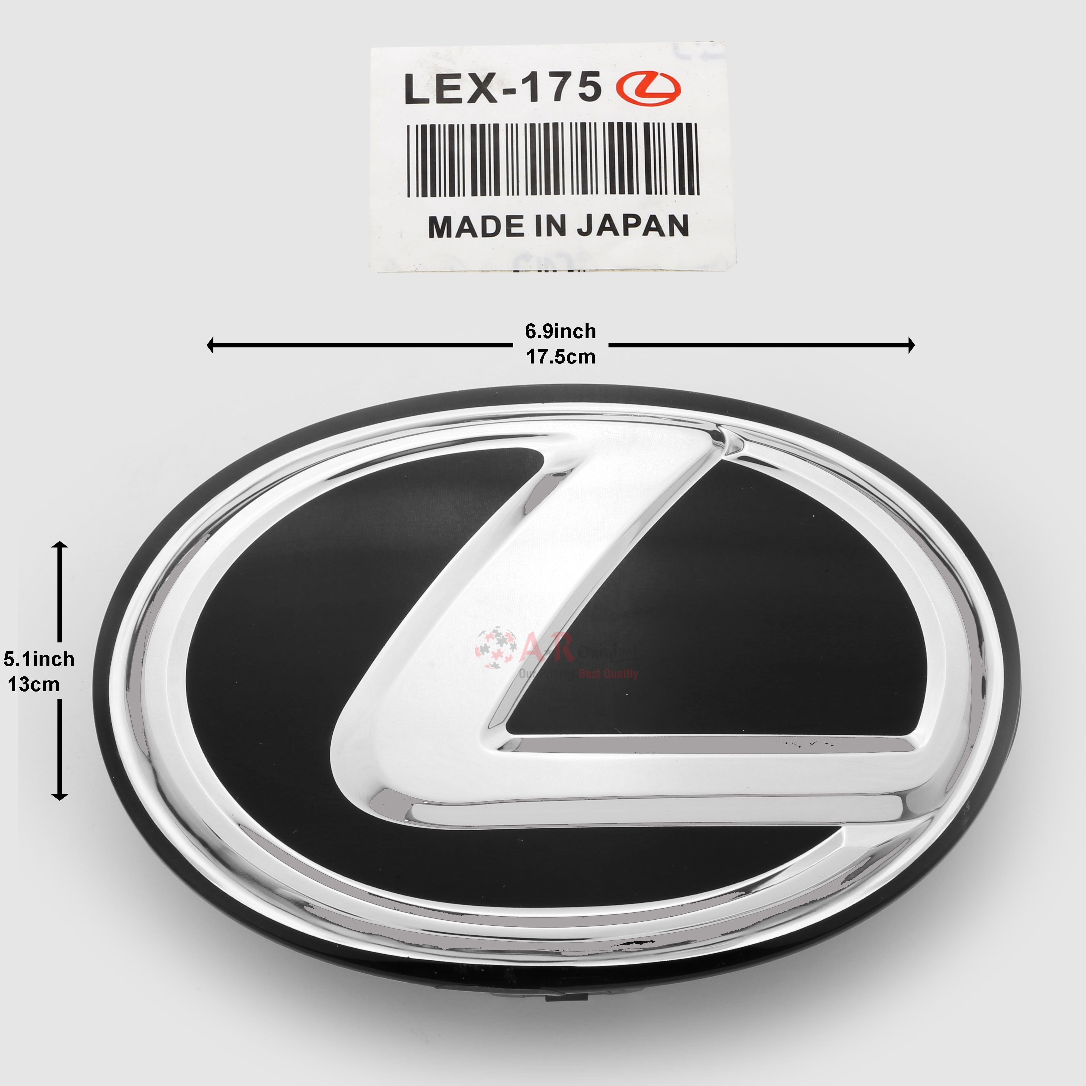 Lexus Logo Glass A' 175mm 6.9inch,17.5cm-5.1inch,13cm Black Silver IP Badge