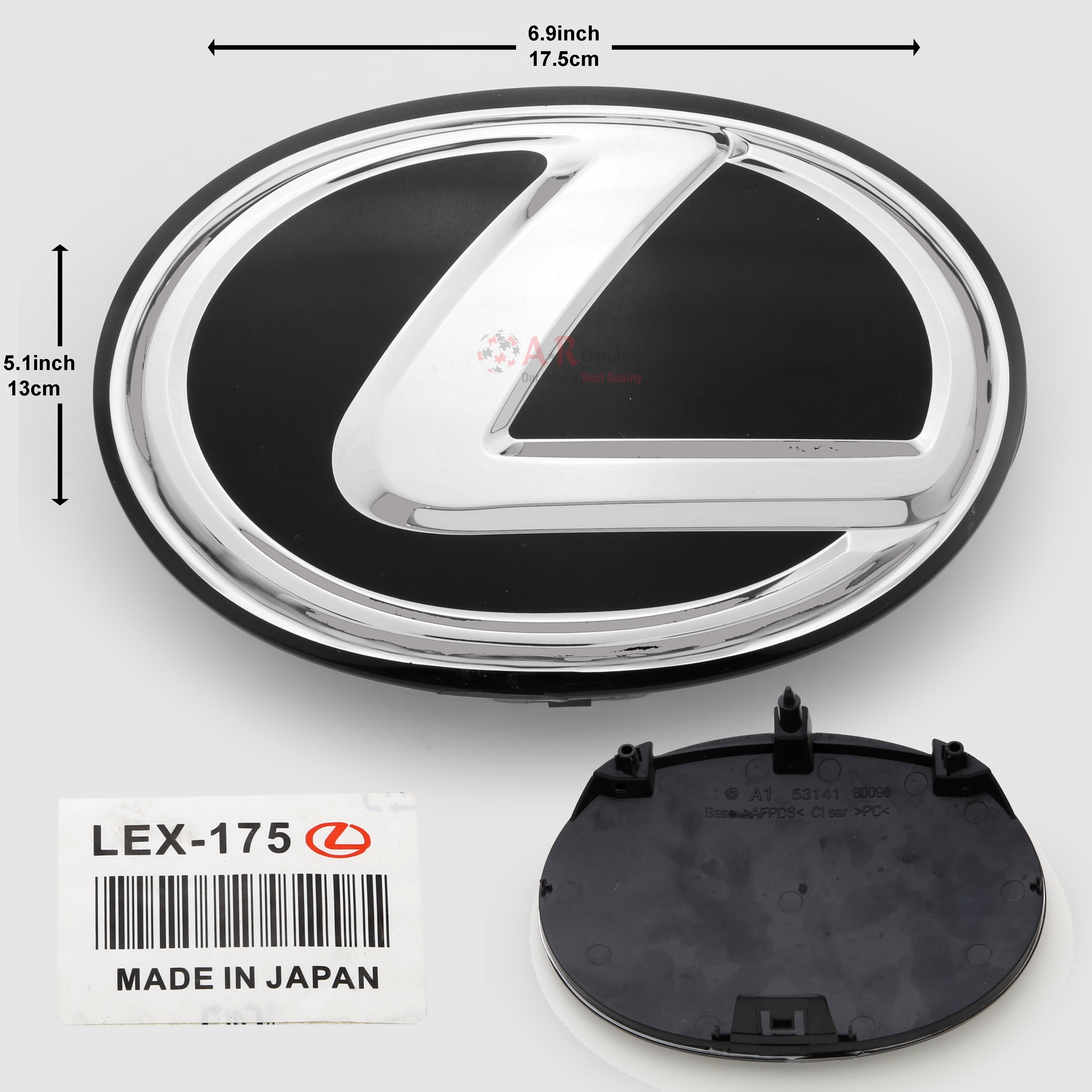 Lexus Logo Glass A' 175mm 6.9inch,17.5cm-5.1inch,13cm Black Silver IP Badge