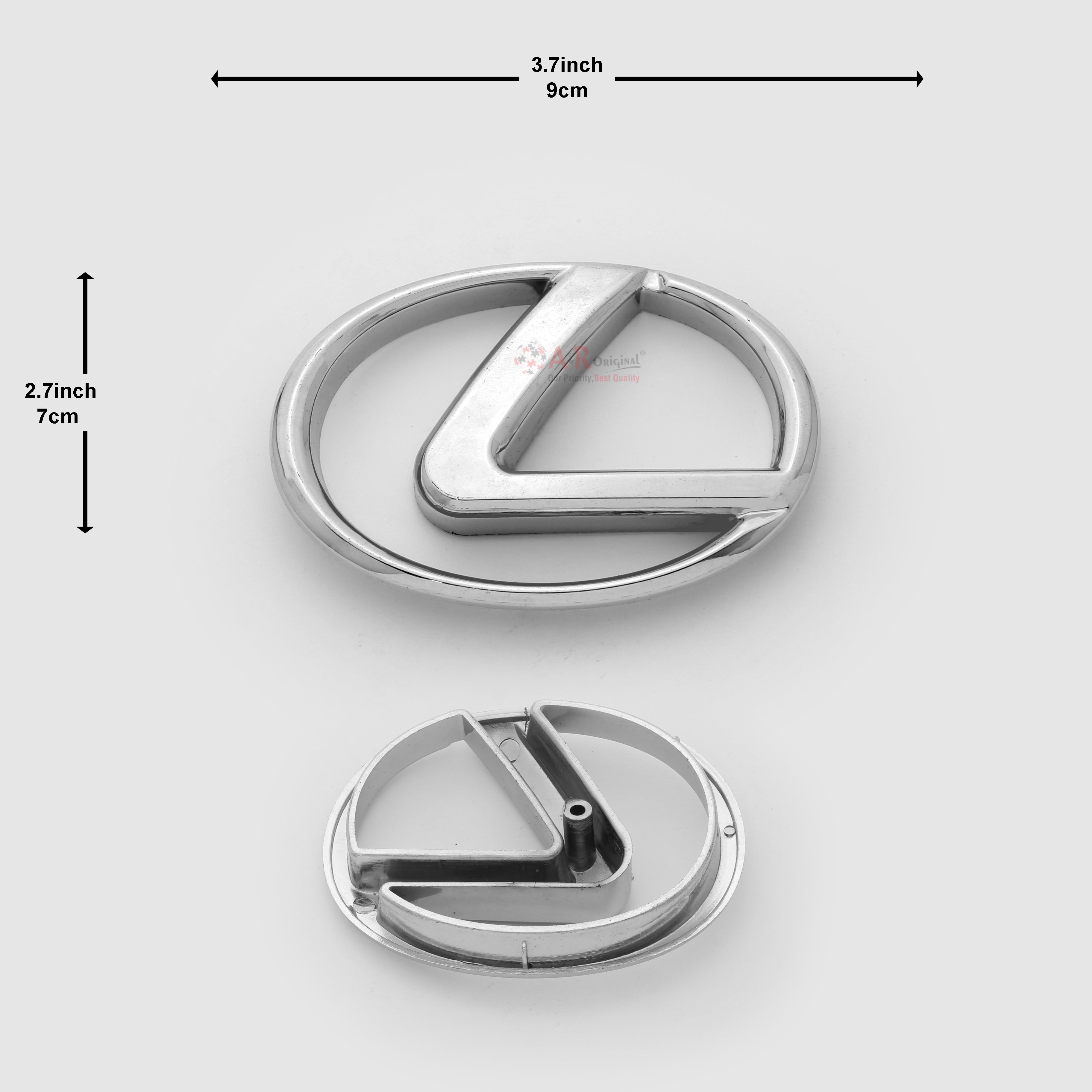 Lexus Logo Screw Fit 2.7x3.7inch-7x9.5cm Chrome IP  Badge