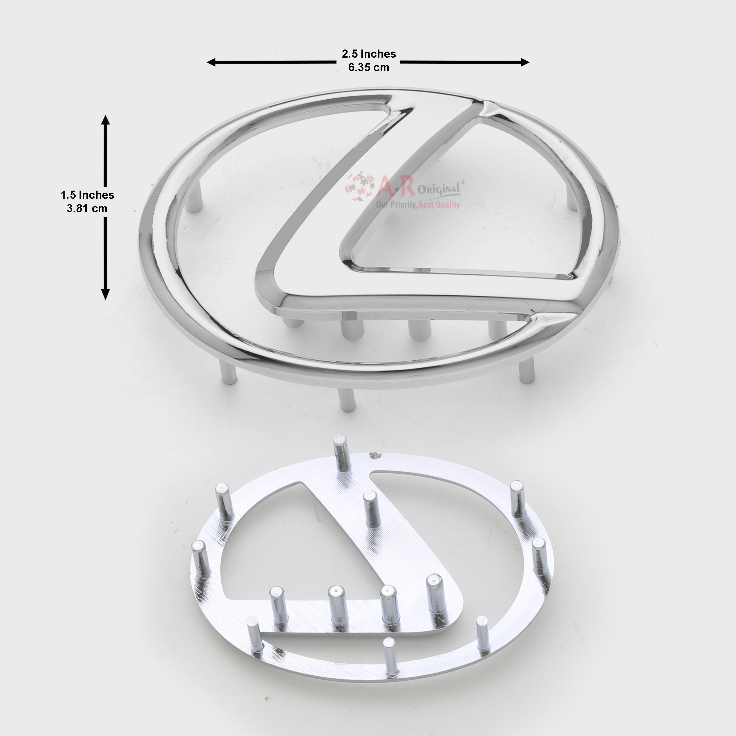 Lexus Logo Steering Size 1.5x2.5inch-3.8-6.5cm Pin Fit Chrome IP Badge