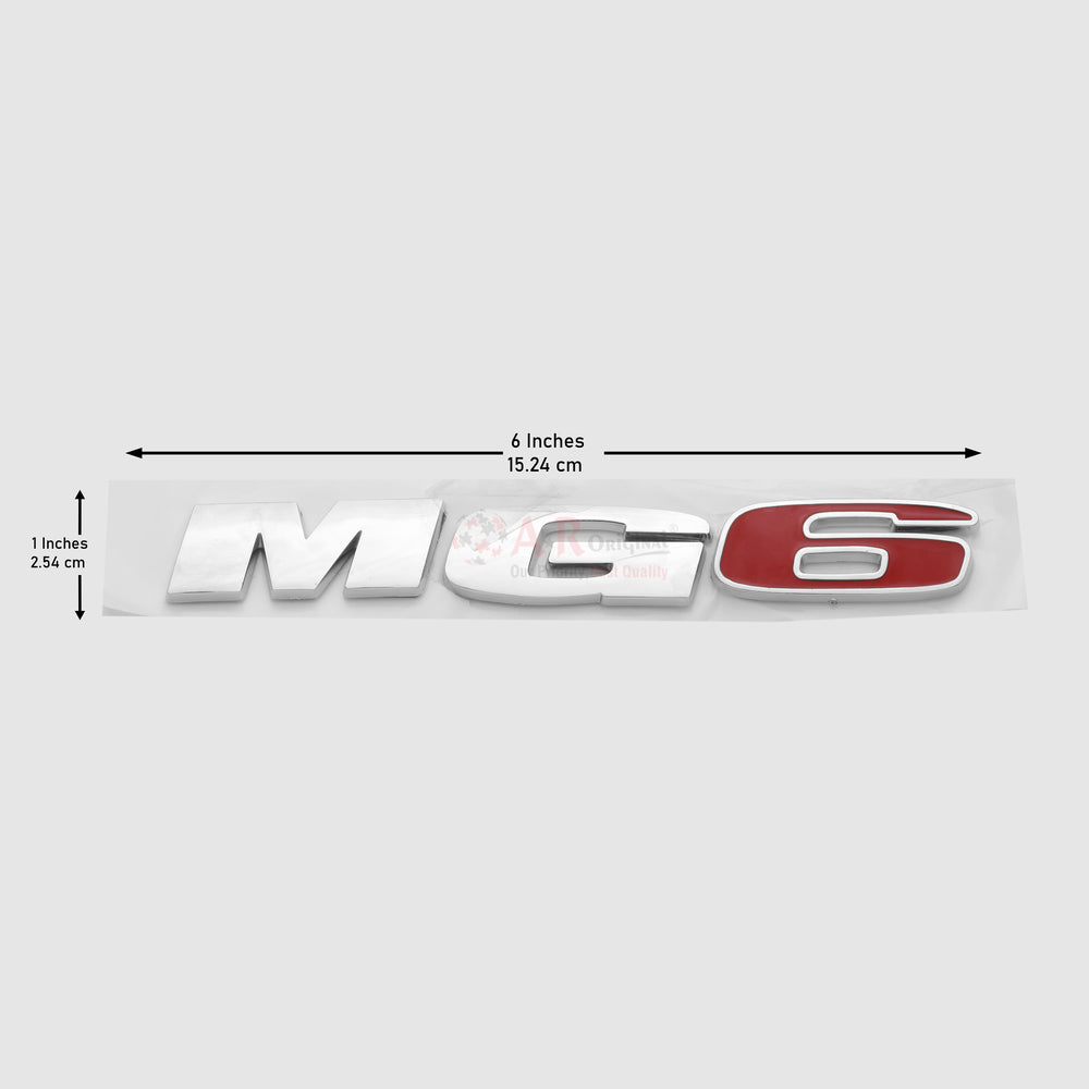 MG6 Emblem Red 1x6inch-2.5x15cm Chrome IP Badge
