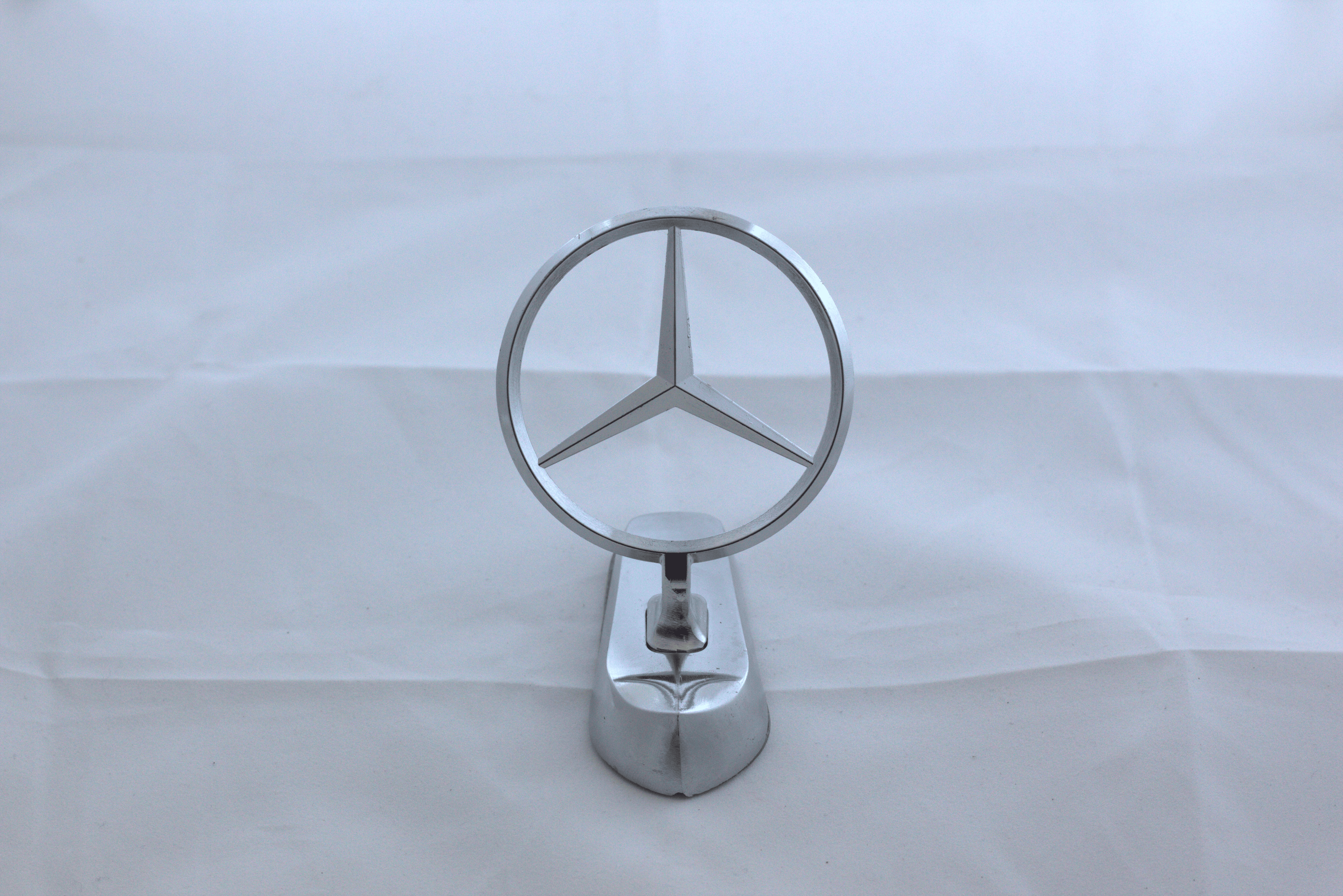 Mercedes Hood Logo 2.5x3.5inch-6.5x9cm Metal Bonnet Emblem Movable Heavy Chrome IP Badge