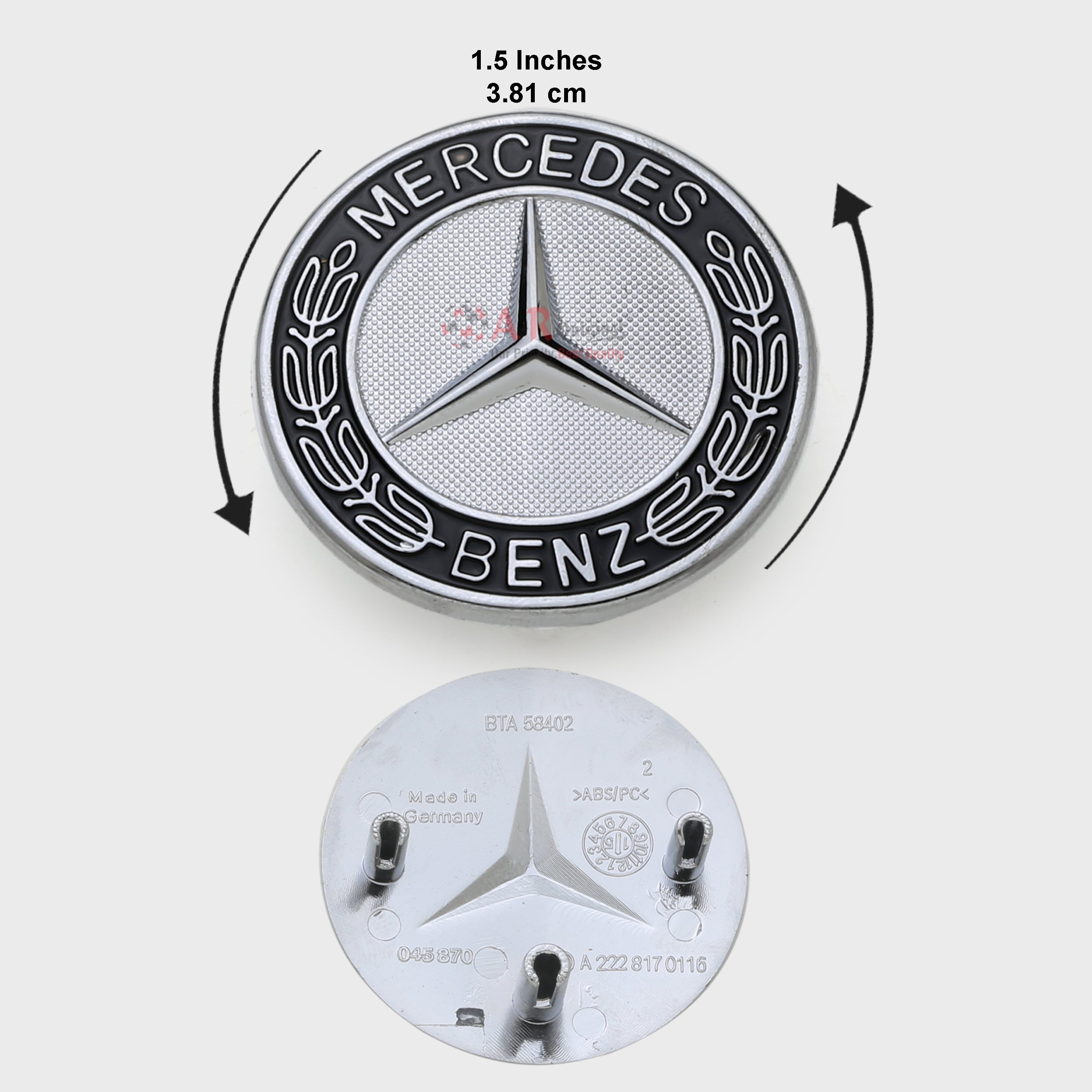 Mercedes Logo 0size 1.5inch-4.2cm Curve Black Chrome IP Badge