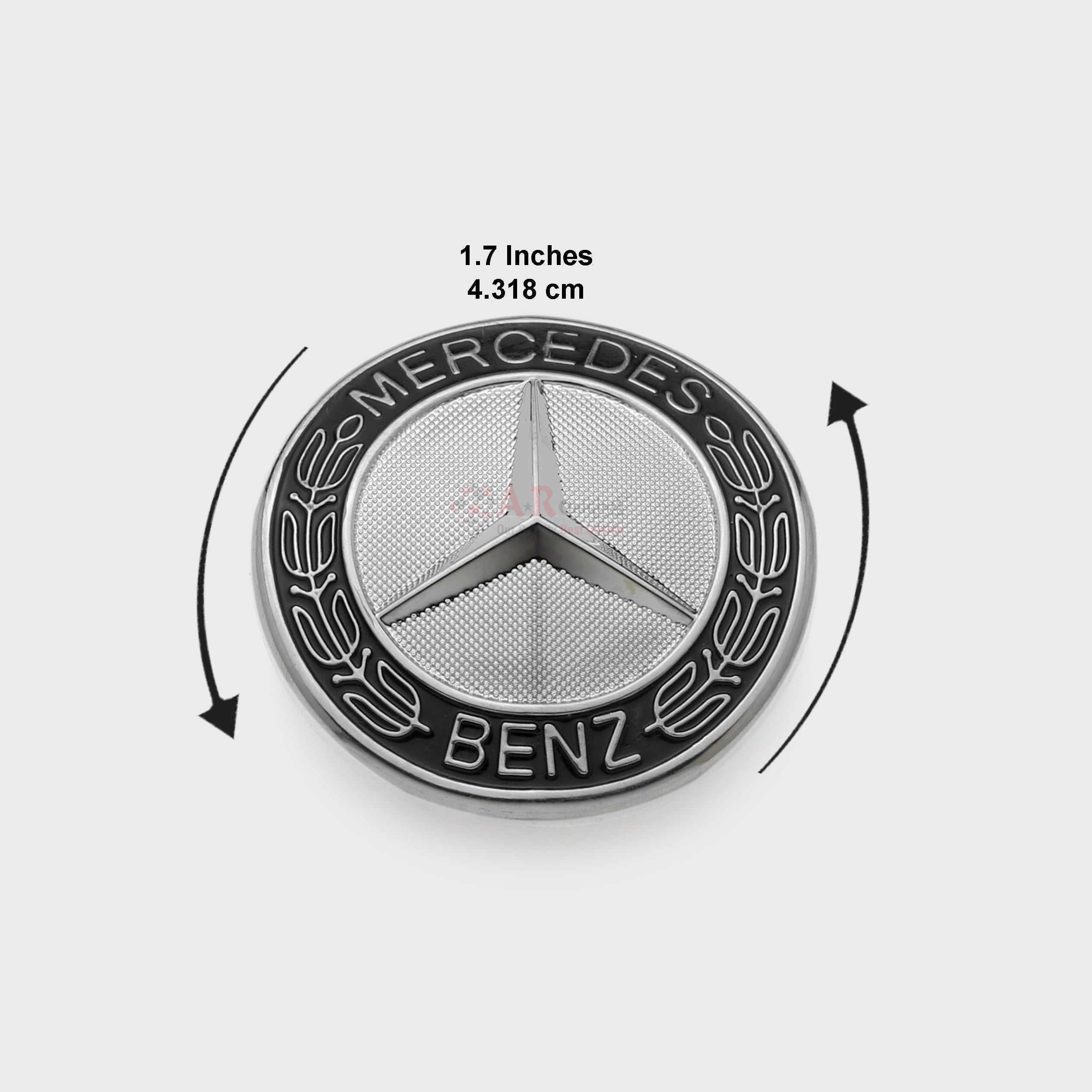 Mercedes Logo 0size 1.7inch-4.2cm Curve Black Chrome IP Badge
