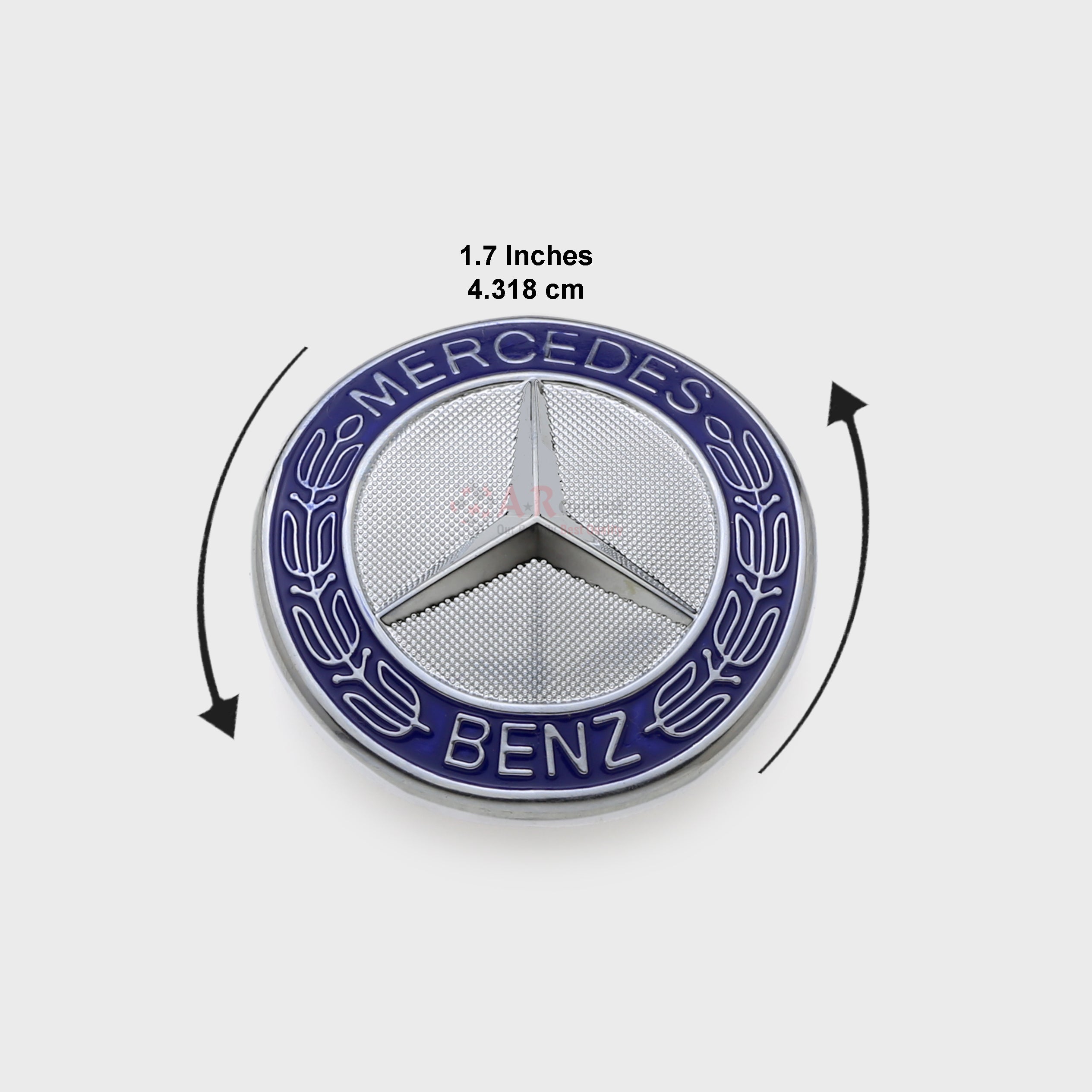 Mercedes Logo 0size 1.7inch-4.2cm Curve Blue Chrome IP Badge