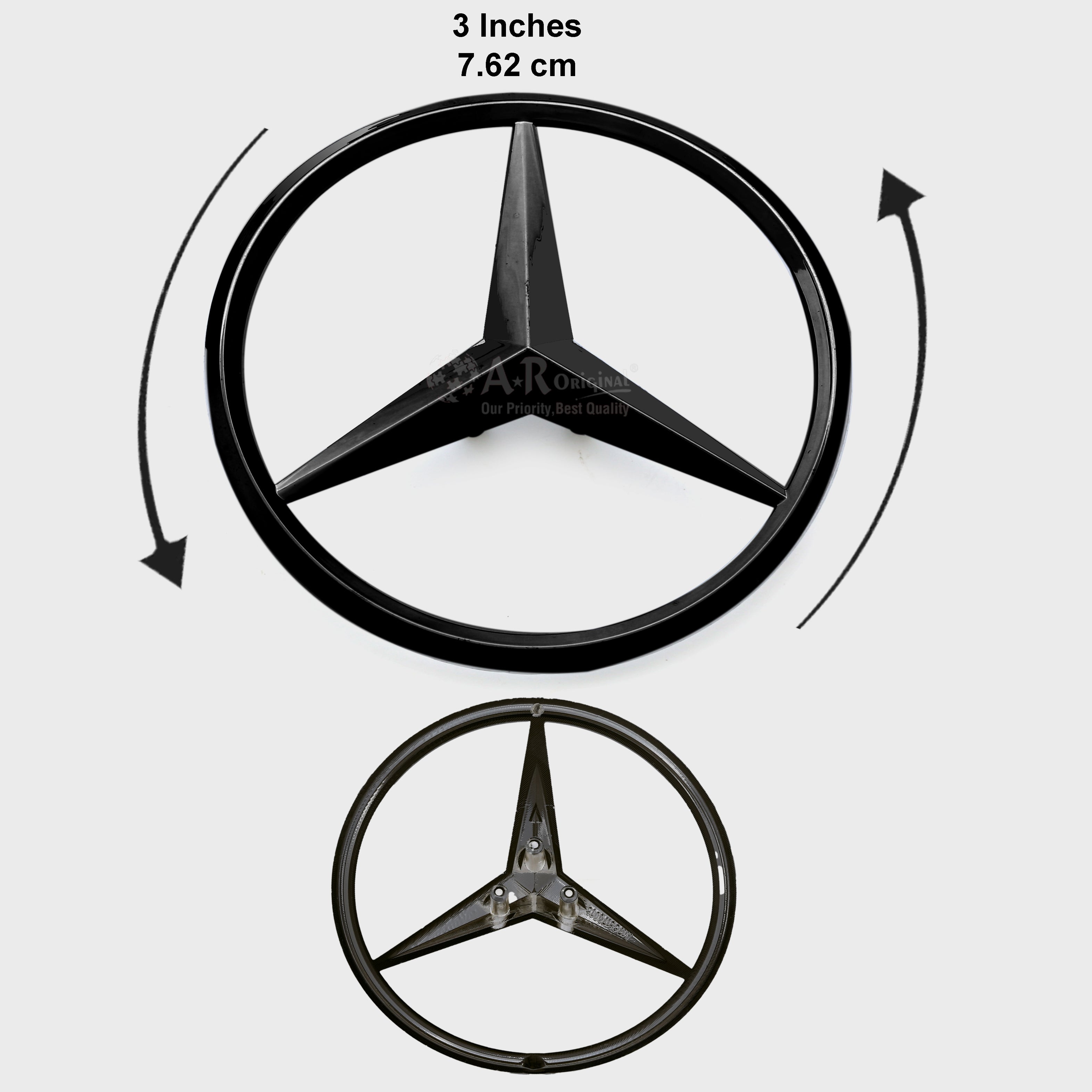Mercedes Logo 3.2inch-8cm Matt Black IP Badge