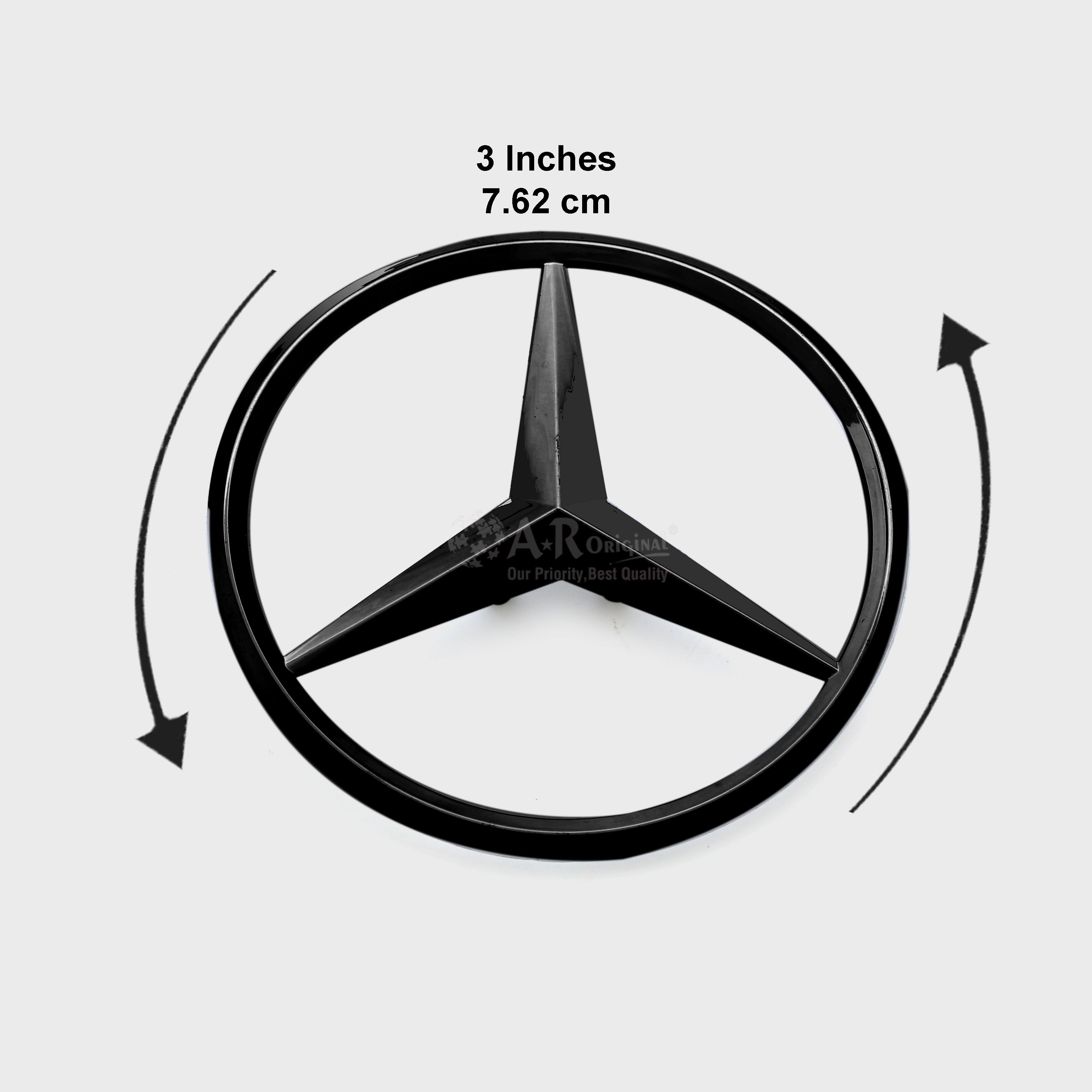 Mercedes Logo 3.2inch-8cm Matt Black IP Badge