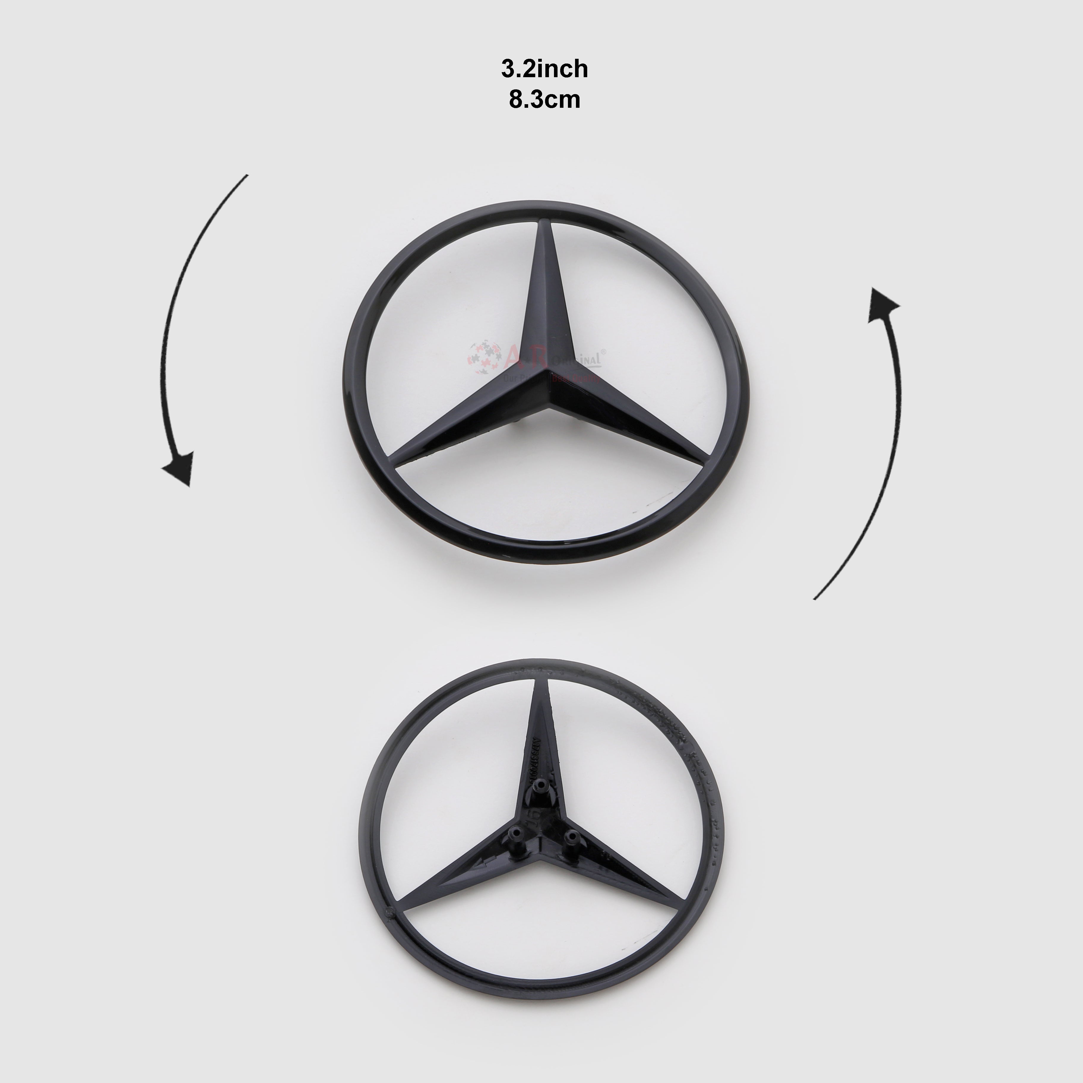 Mercedes Logo 3.3inch-9cm Matt Black IP Badge