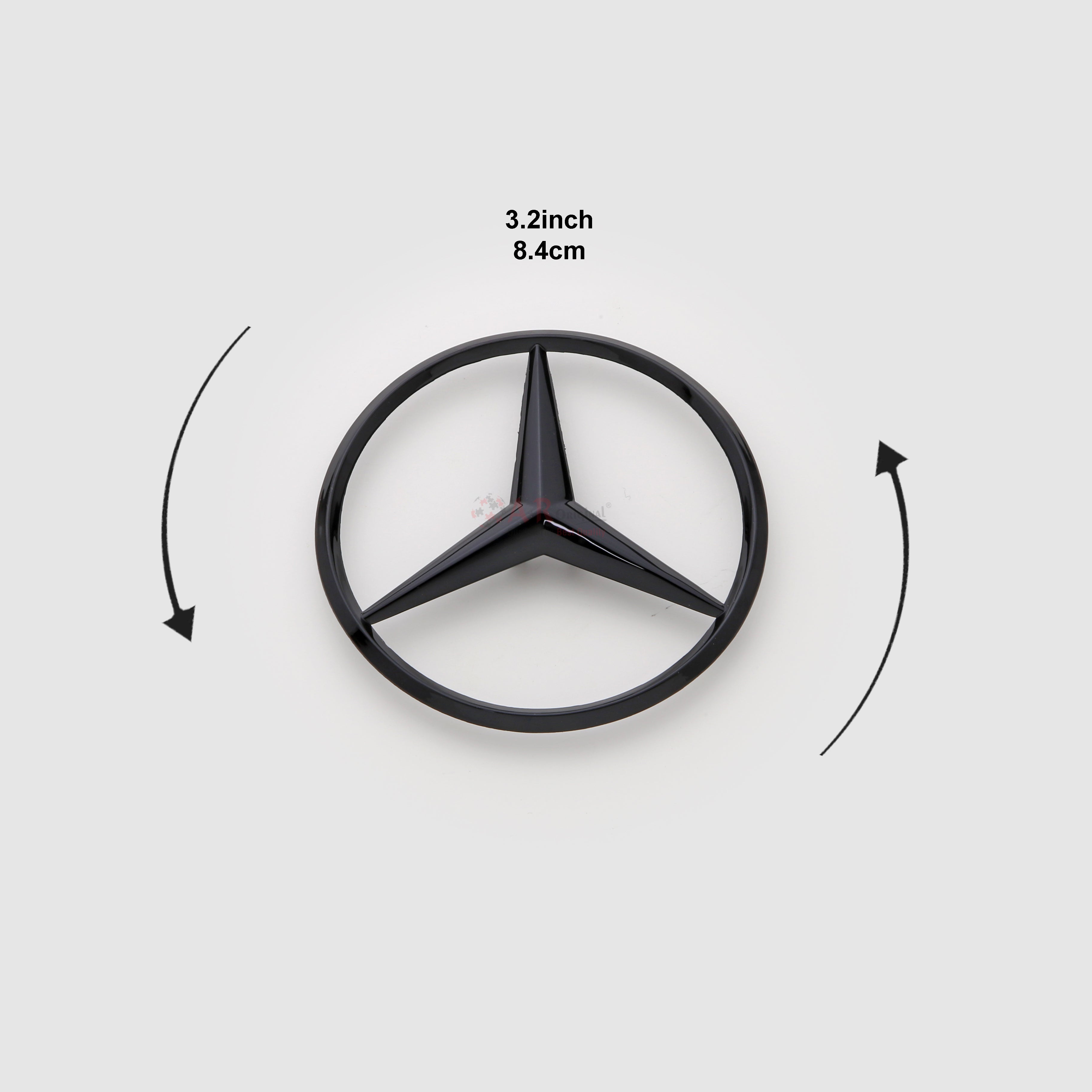 Mercedes Logo 3.4inch-10cm Matt Black IP Badge