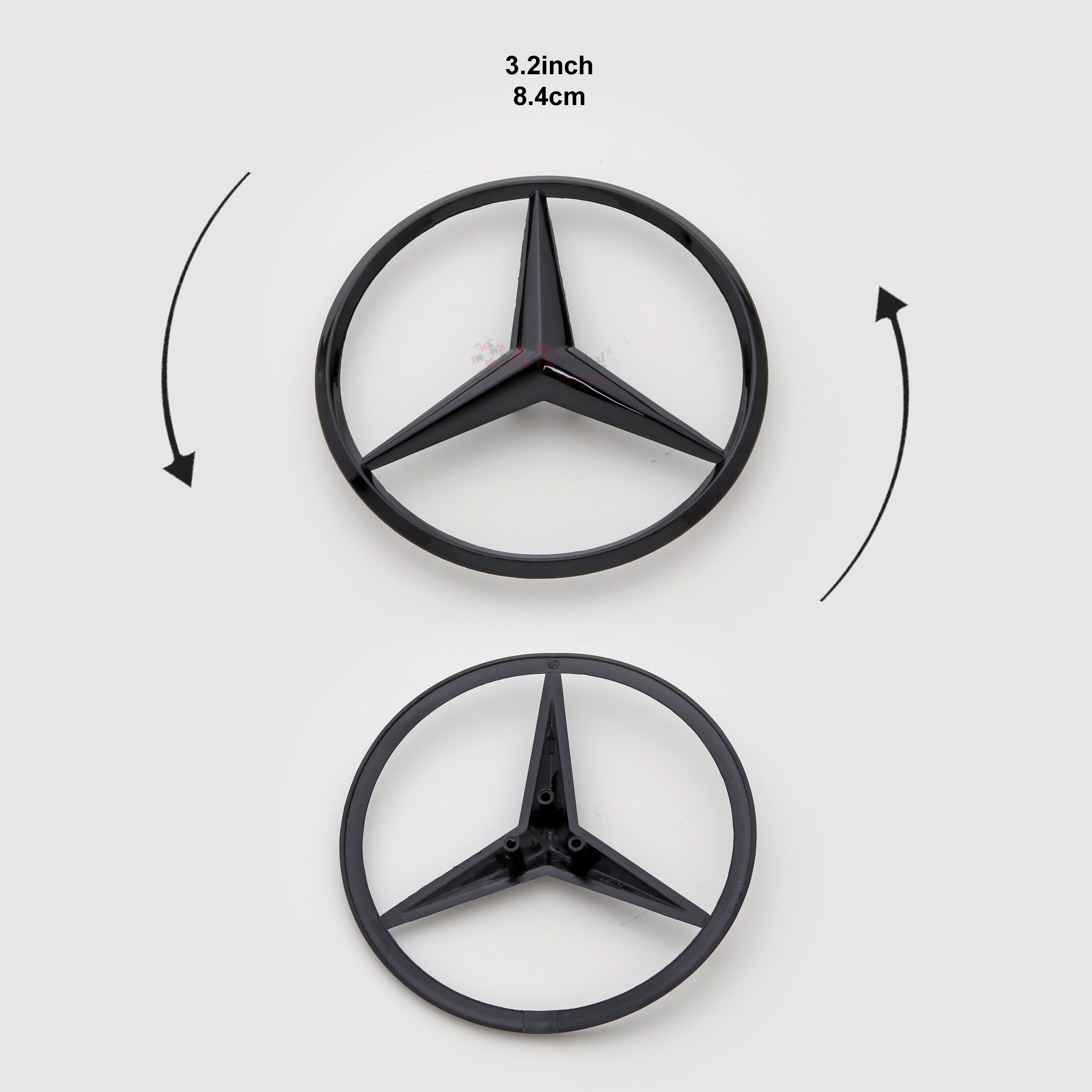 Mercedes Logo 3.4inch-10cm Matt Black IP Badge