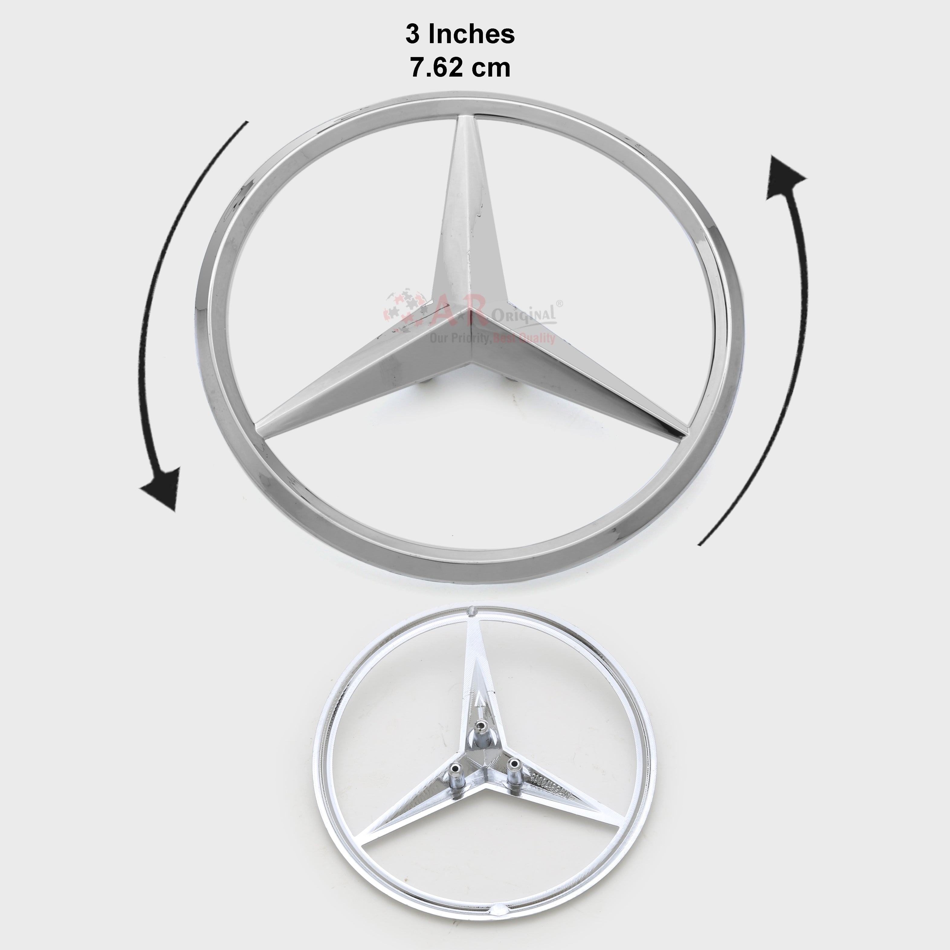 Mercedes Logo 3inch-8cm Rear Side Chrome IP Badge