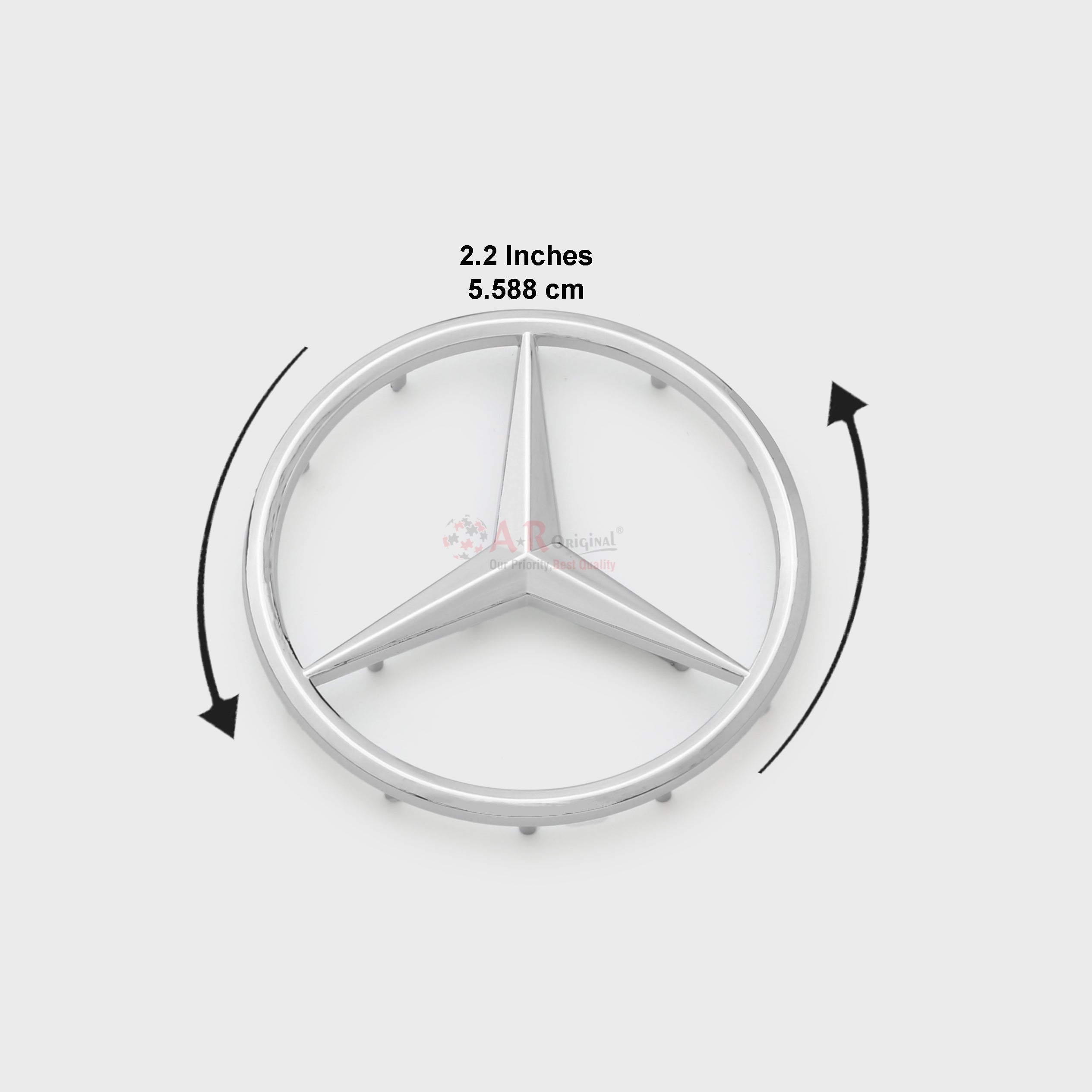 Mercedes Logo 5cm Steering Size Long Pin Chrome IP Badge