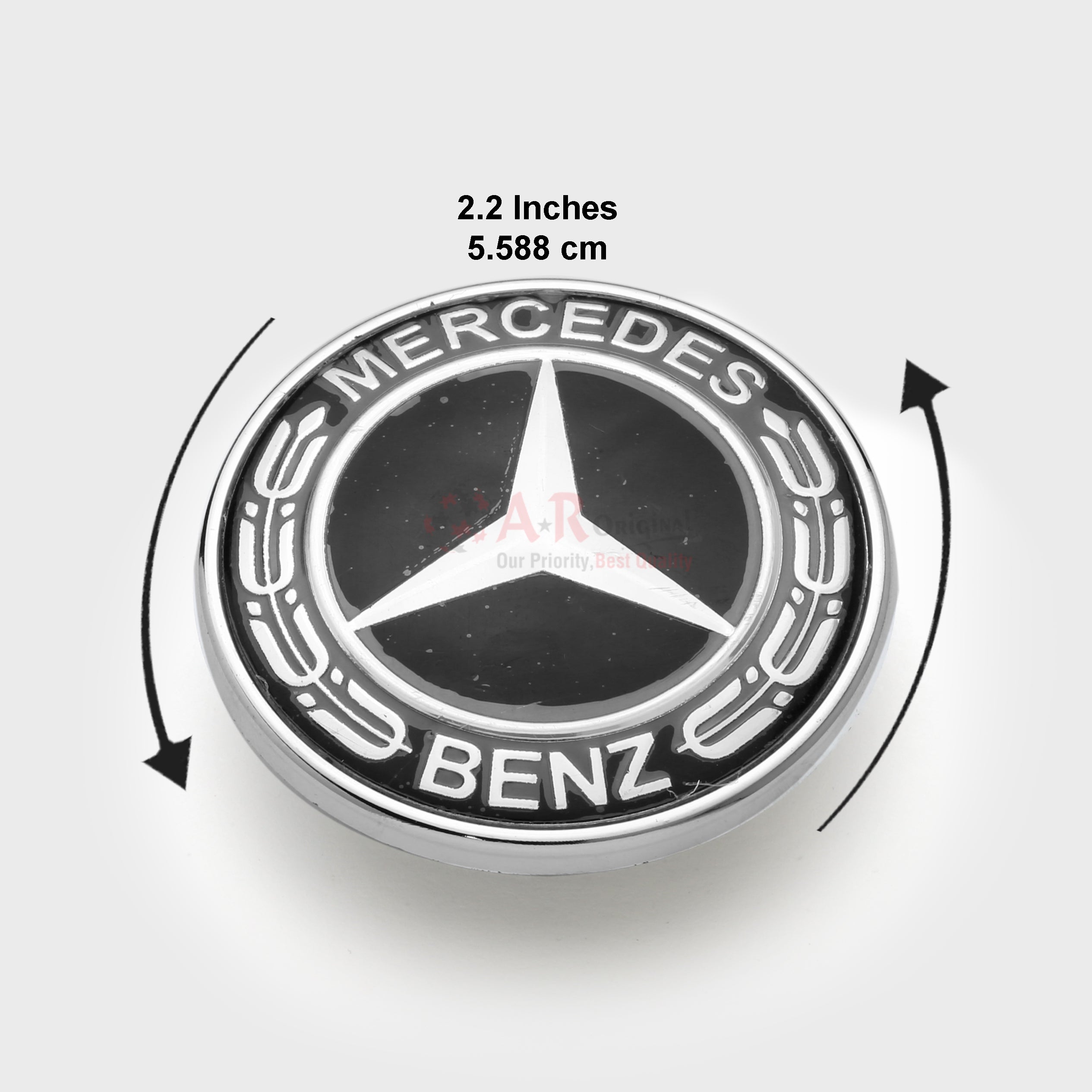 Mercedes Logo Front Bonnet Clip Fit 2.2inch-6cm Black Chrome IP Badge
