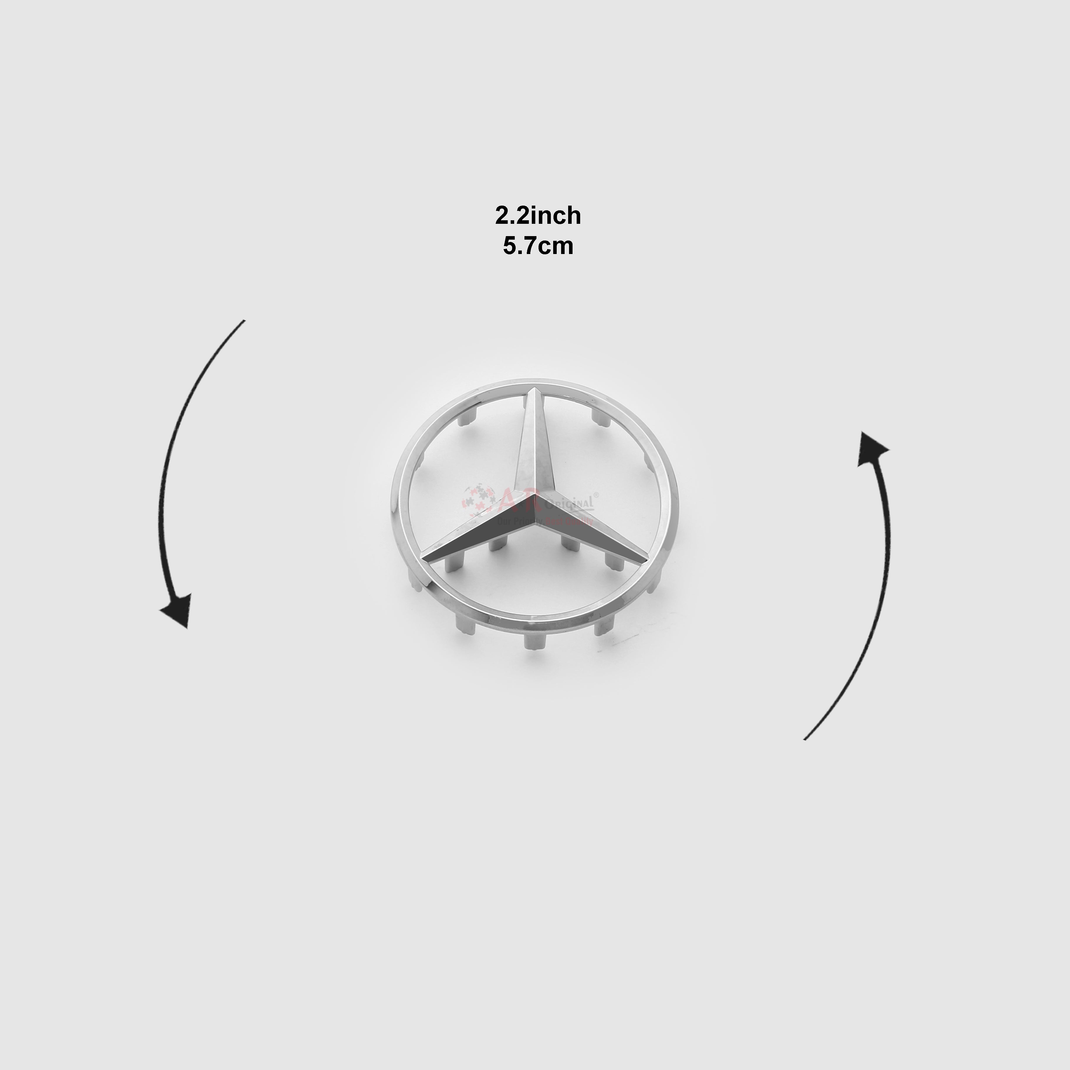 Mercedes Logo Steering Size 2.2inch-5.5cm Steering Size Chrome IP Badge