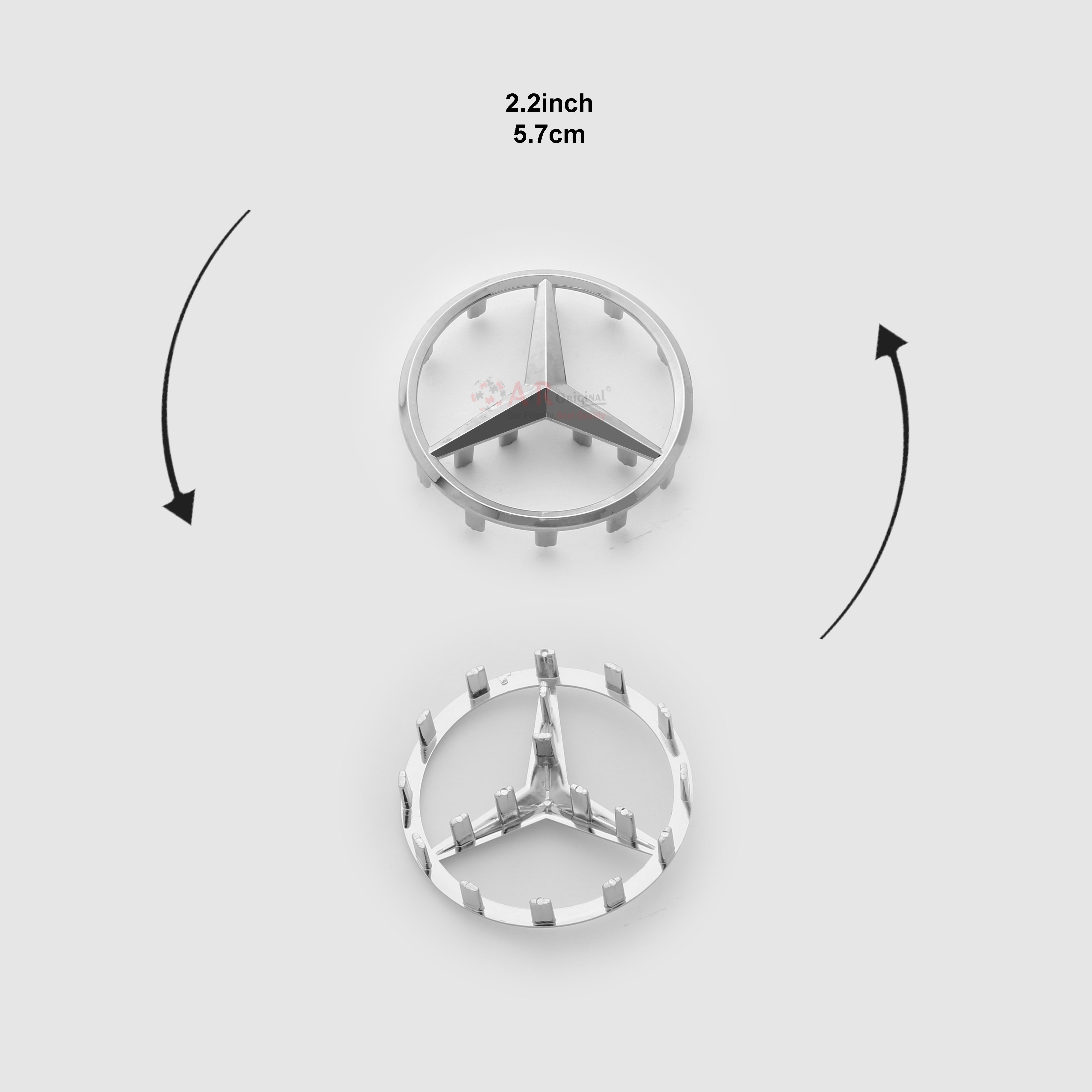 Mercedes Logo Steering Size 2.2inch-5.5cm Steering Size Chrome IP Badge